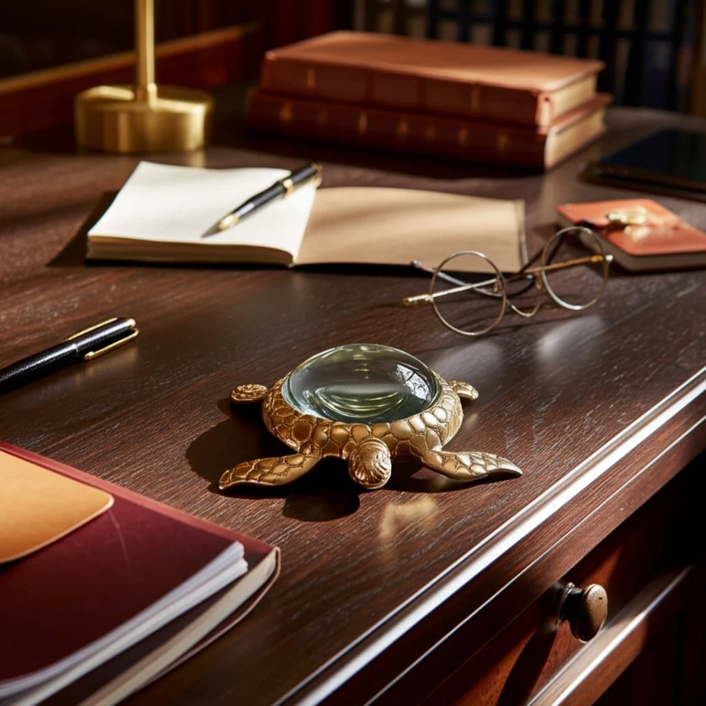 6" Sea Turtle Magnifying Glass, Gold - Image 11