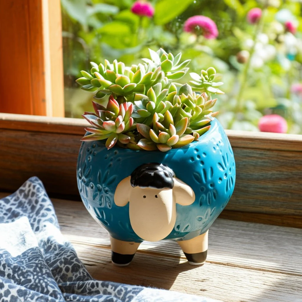 6" Sheep Planter, Blue - Image 12