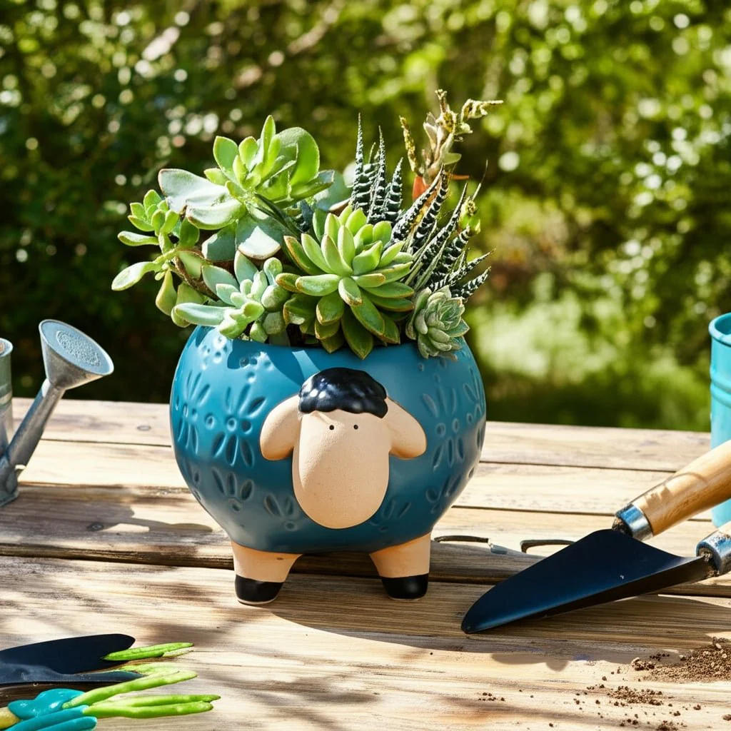 6" Sheep Planter, Blue - Image 13