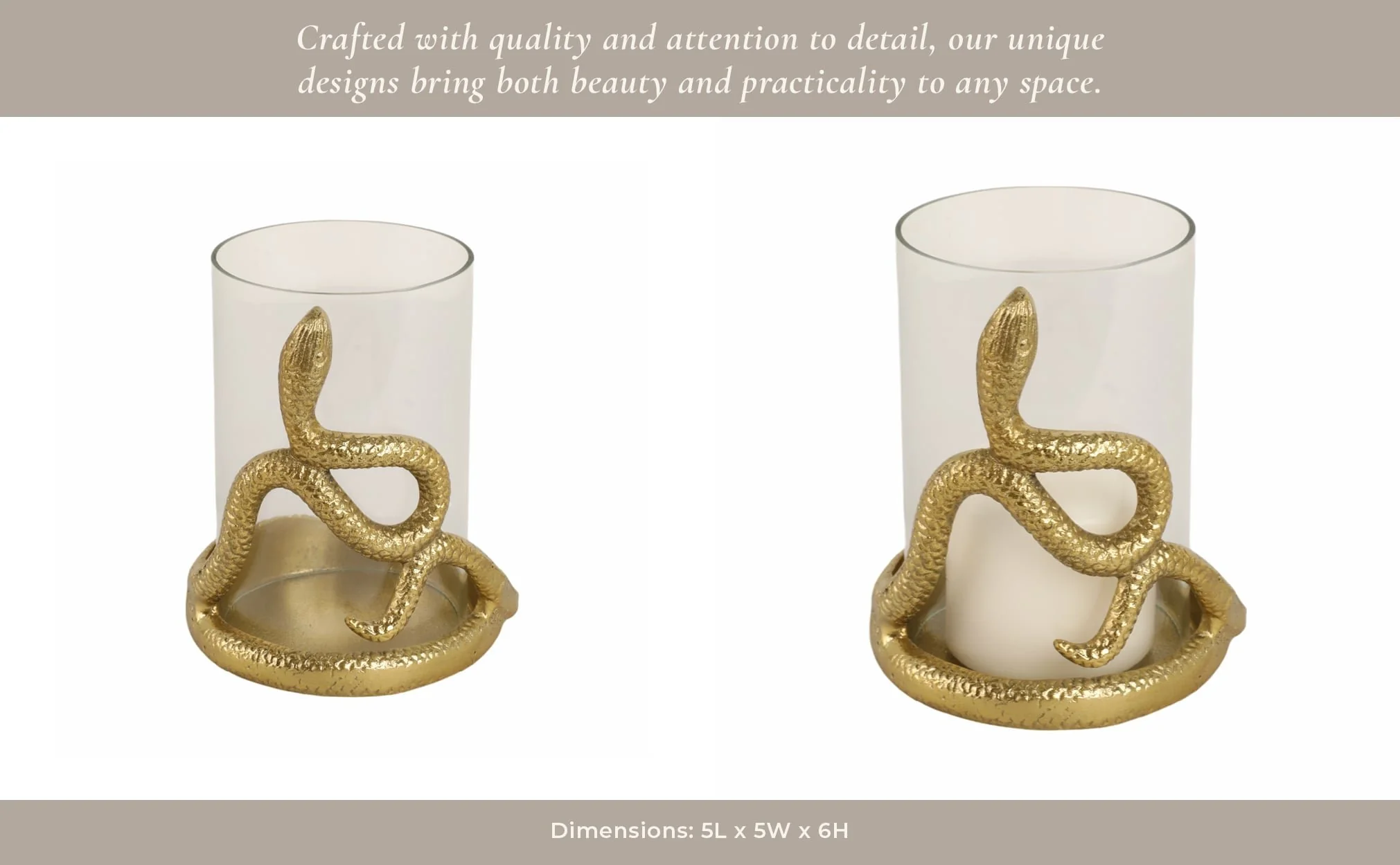 6" Snakearound Pillar Holder, Gold - Image 15
