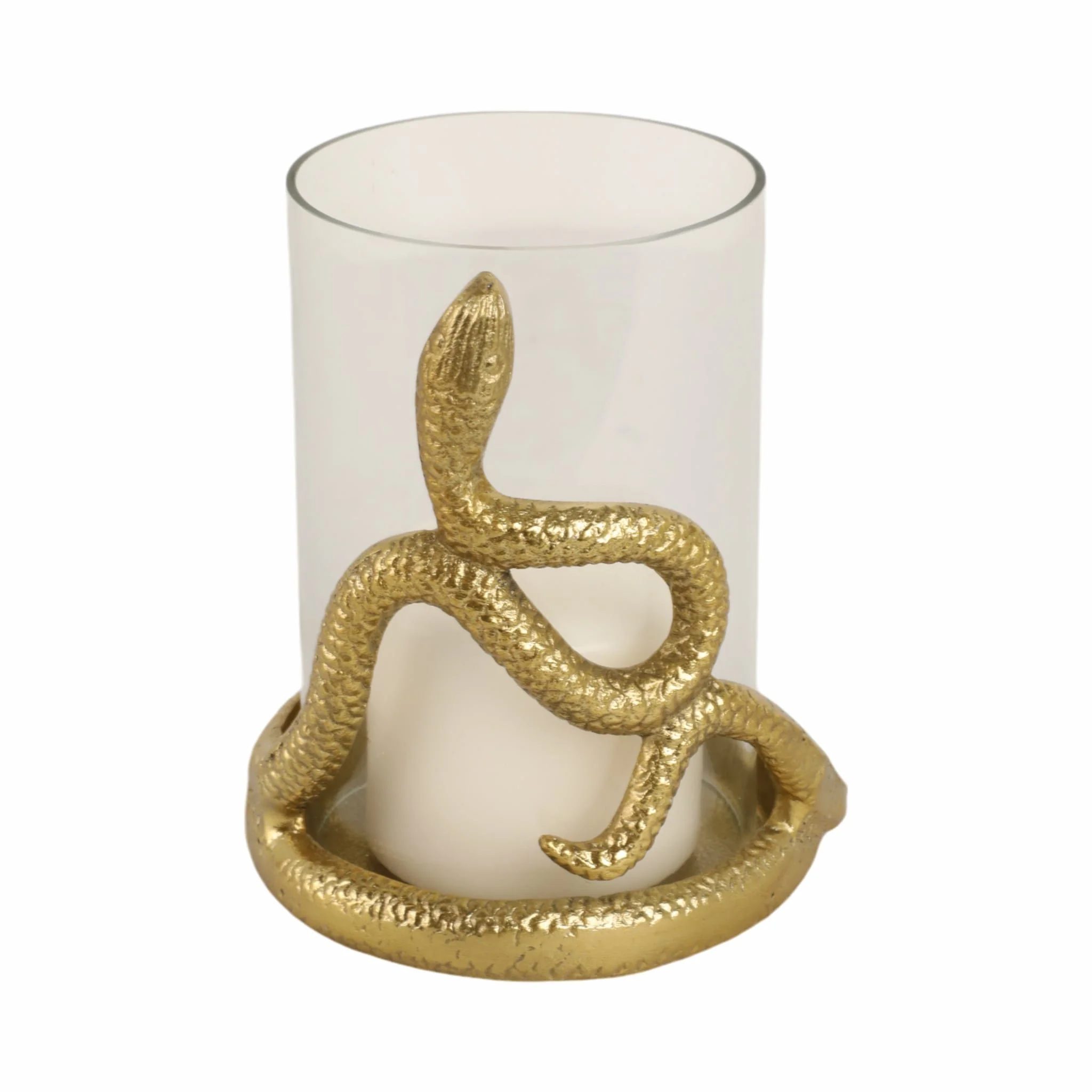 6" Snakearound Pillar Holder, Gold - Image 2