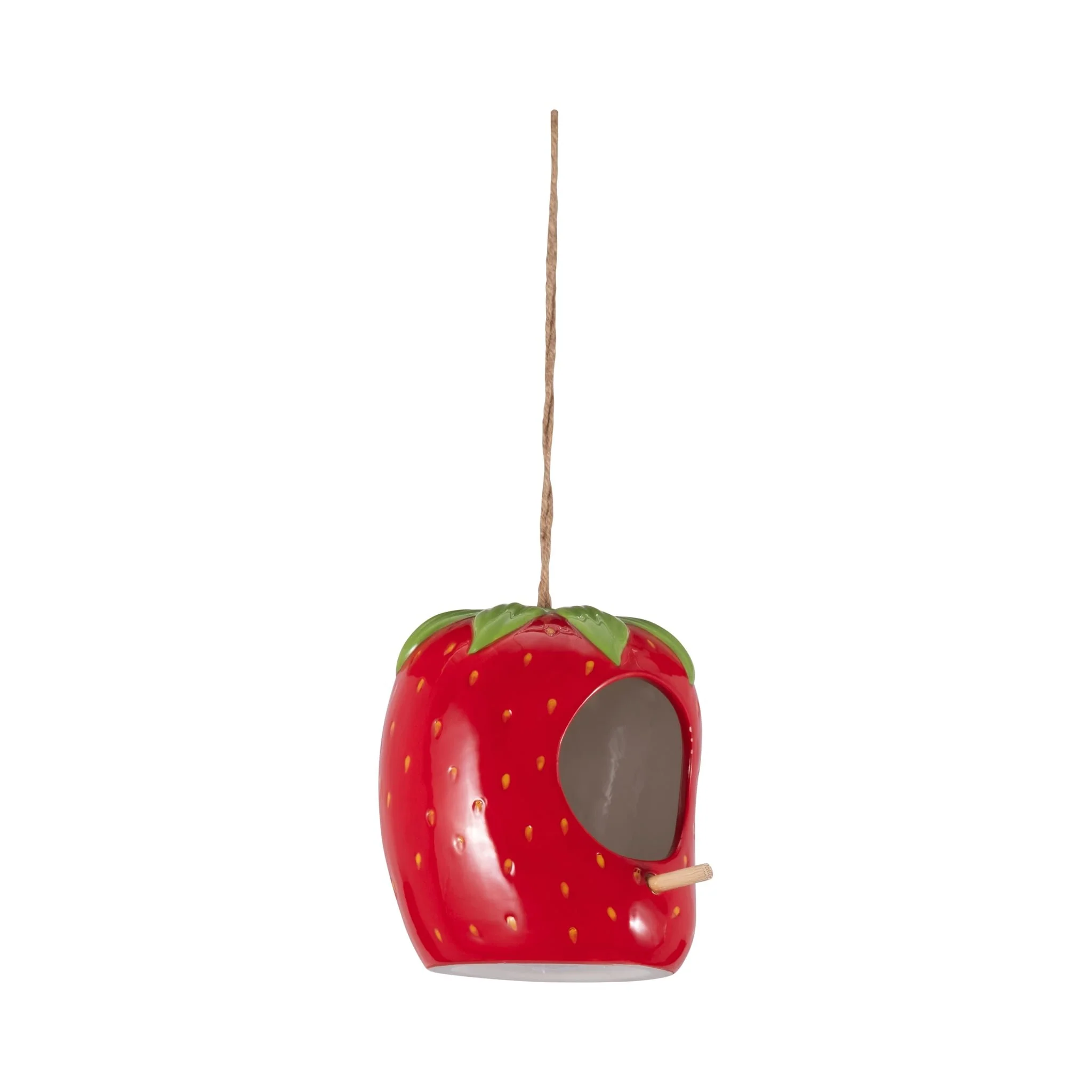 6" Strawberry Bird House/feeder, Red/green - Image 2