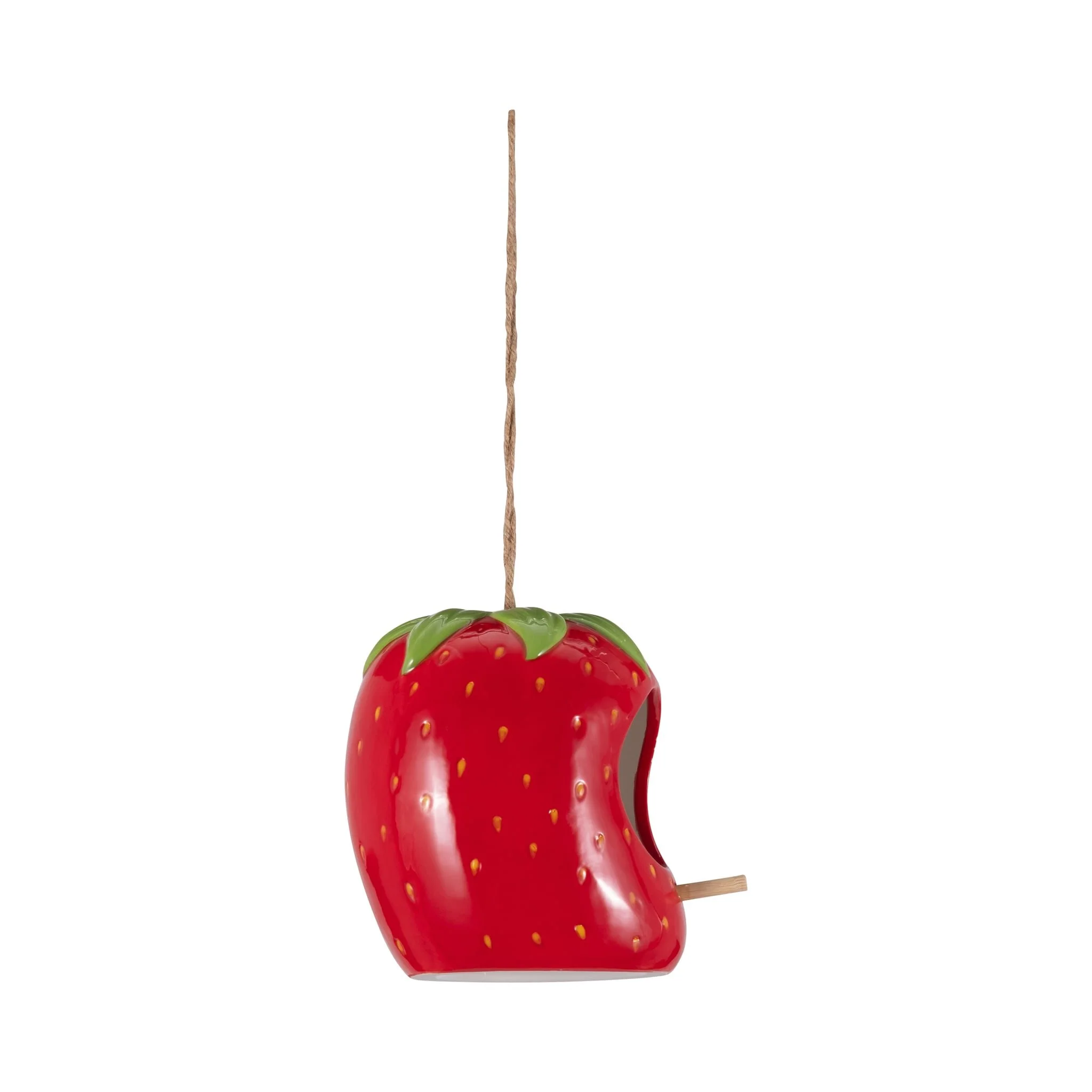 6" Strawberry Bird House/feeder, Red/green - Image 3