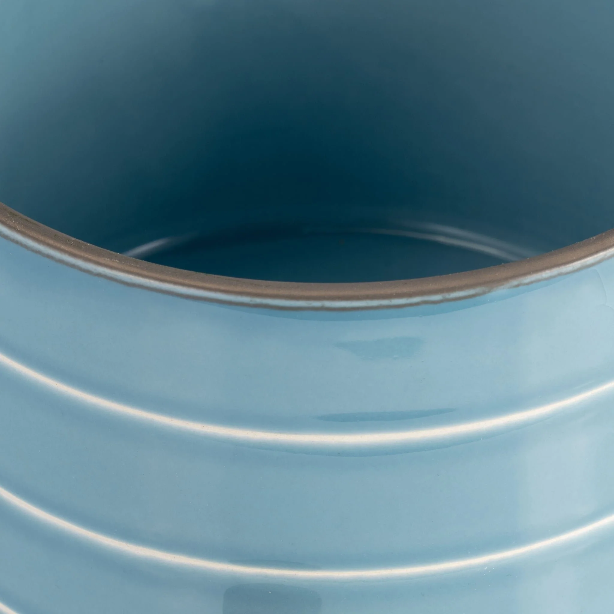 6" Striped Planter W/ Wood Stand, Skyblue - Image 5