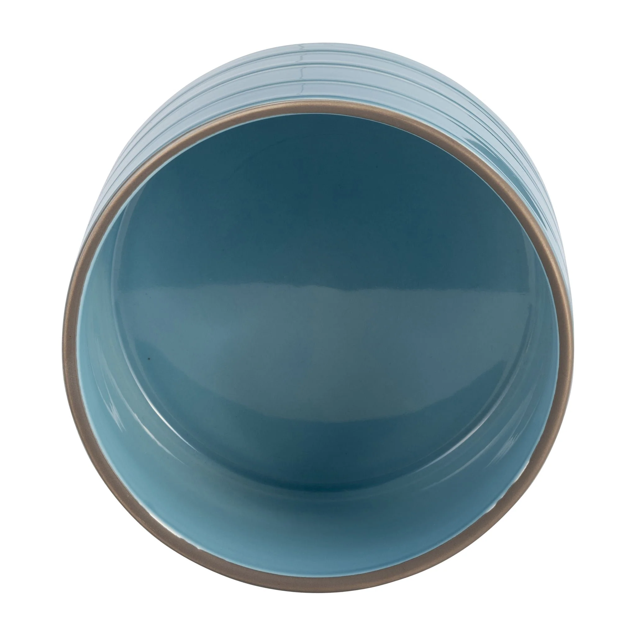6" Striped Planter W/ Wood Stand, Skyblue - Image 6