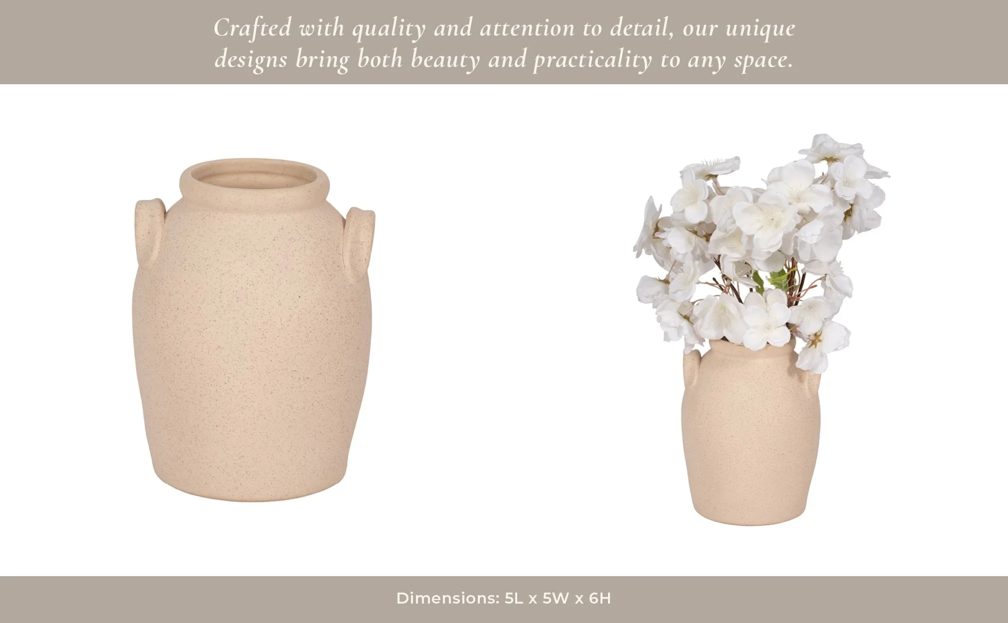 6" Textured Jug With Handles, Sand - Image 13