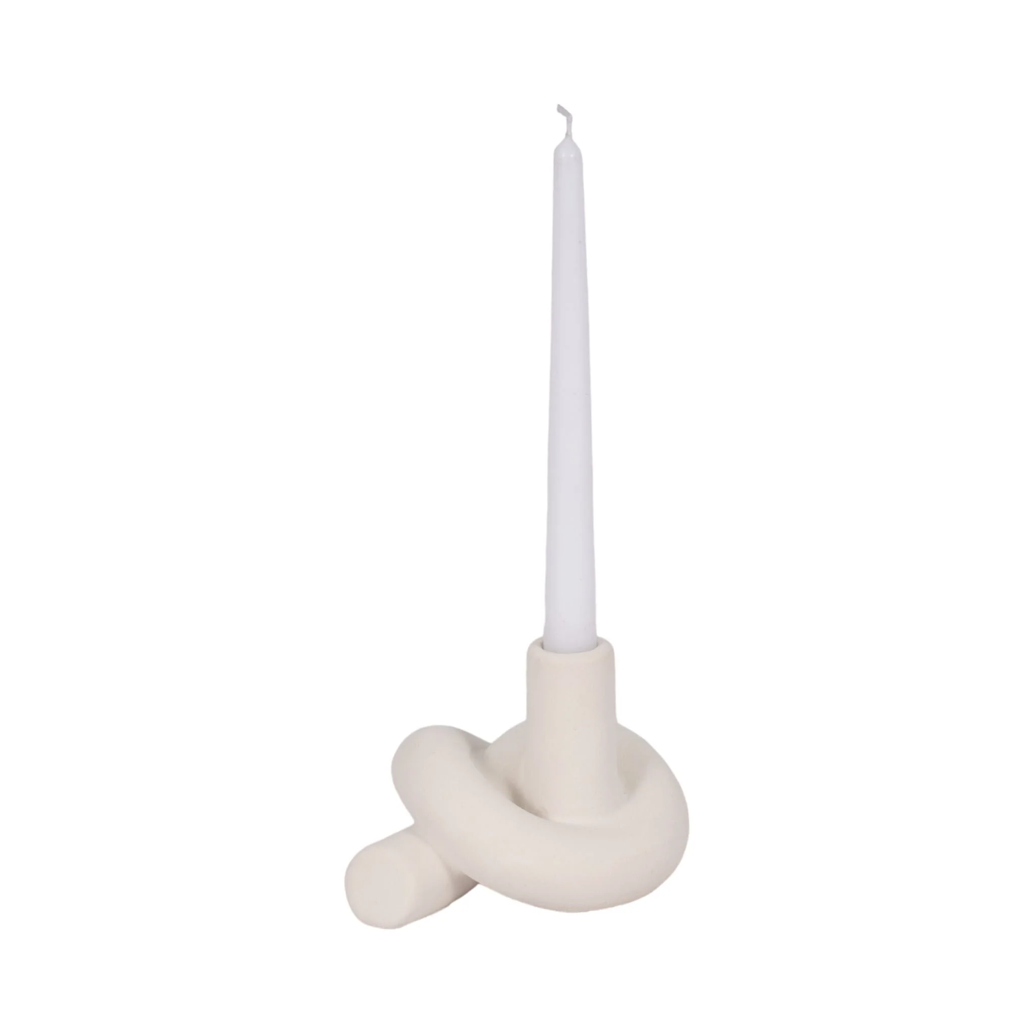 6" Textured Knot Taper Holder, White - Image 2
