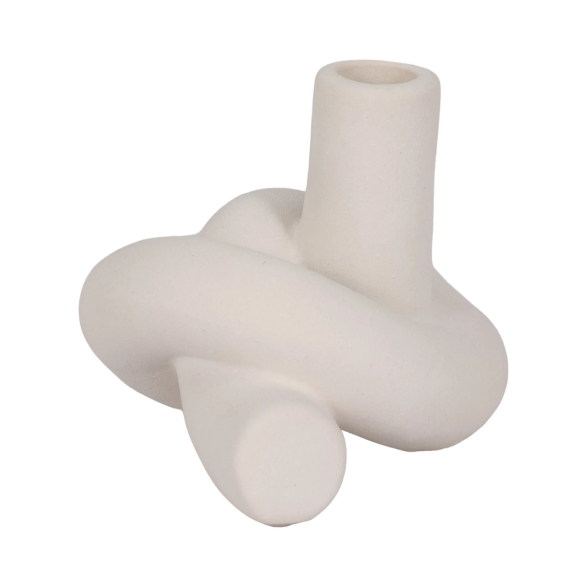 6" Textured Knot Taper Holder, White - Image 3