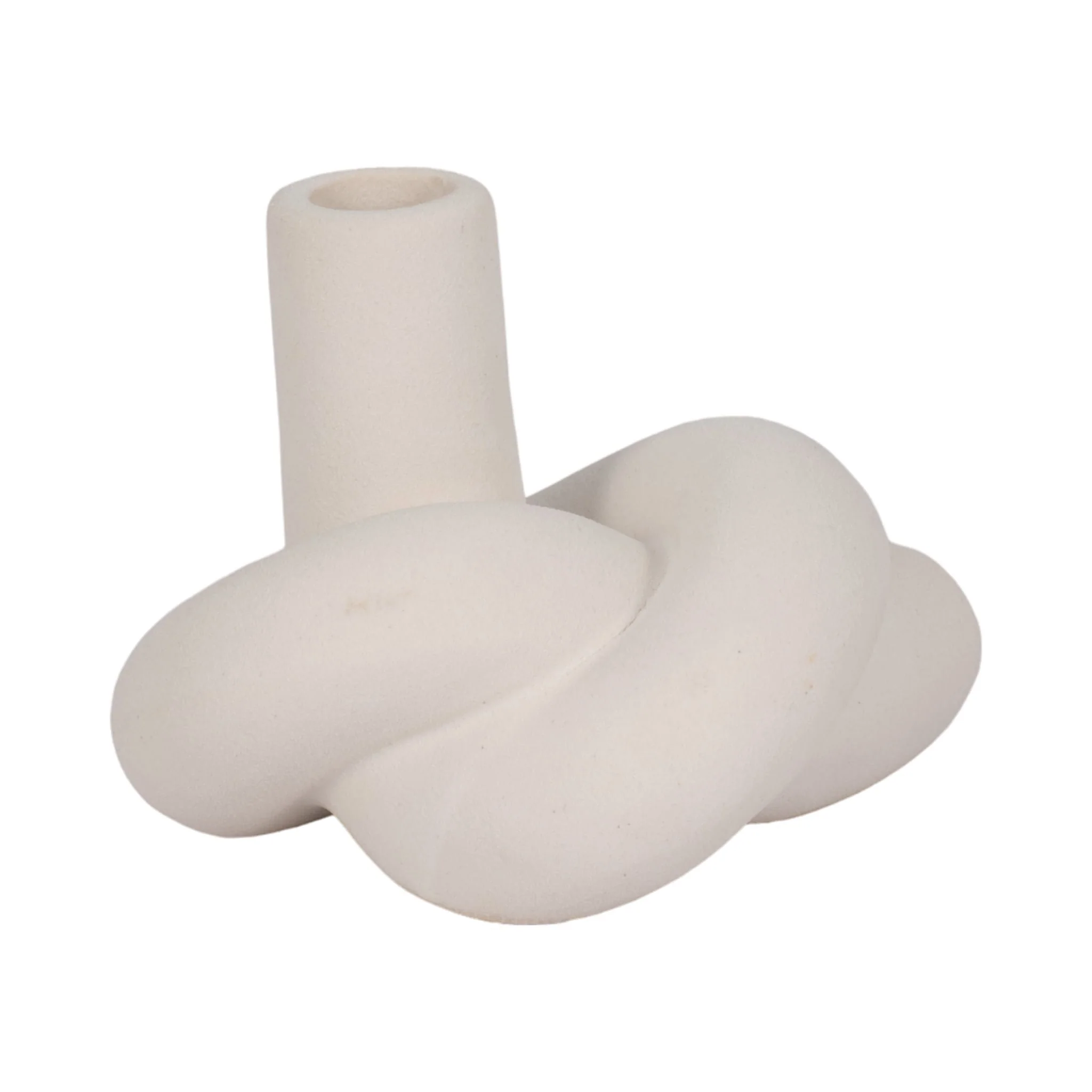 6" Textured Knot Taper Holder, White - Image 4