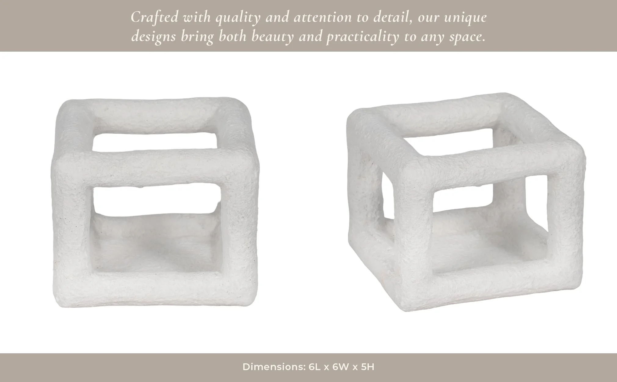 6" Textured Open Square Object, White - Image 13