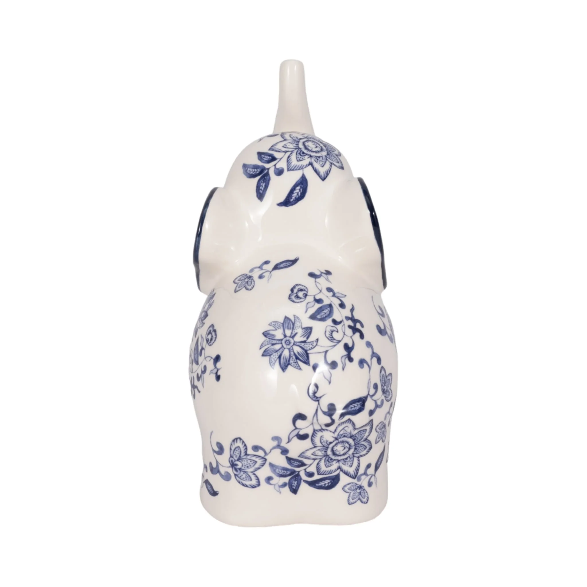 6" Trunk Up Chinoiserie Elephant, Blue/white - Image 4