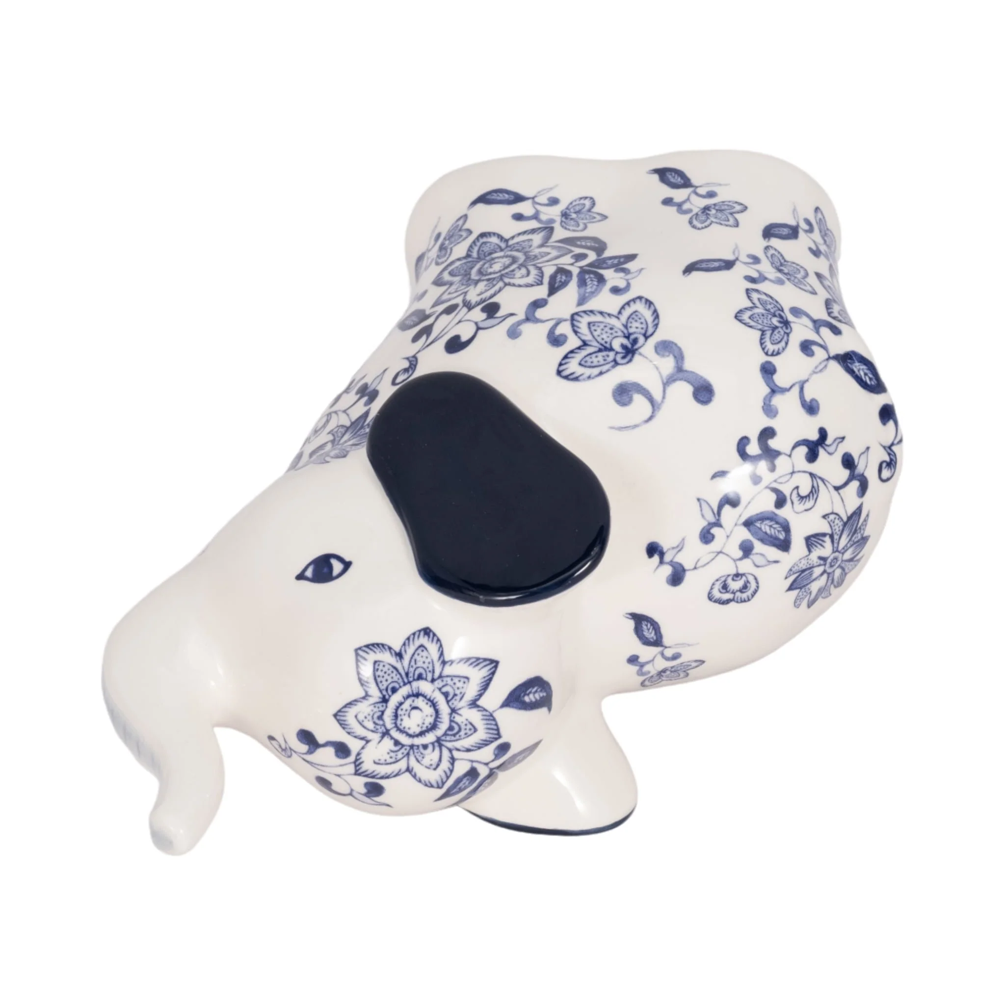6" Trunk Up Chinoiserie Elephant, Blue/white - Image 6