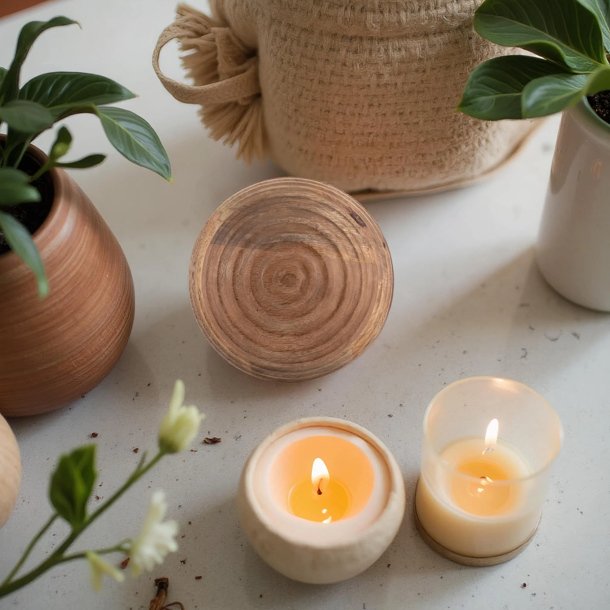 6" Wooden Orb W/ Ridges, Natural - Image 10