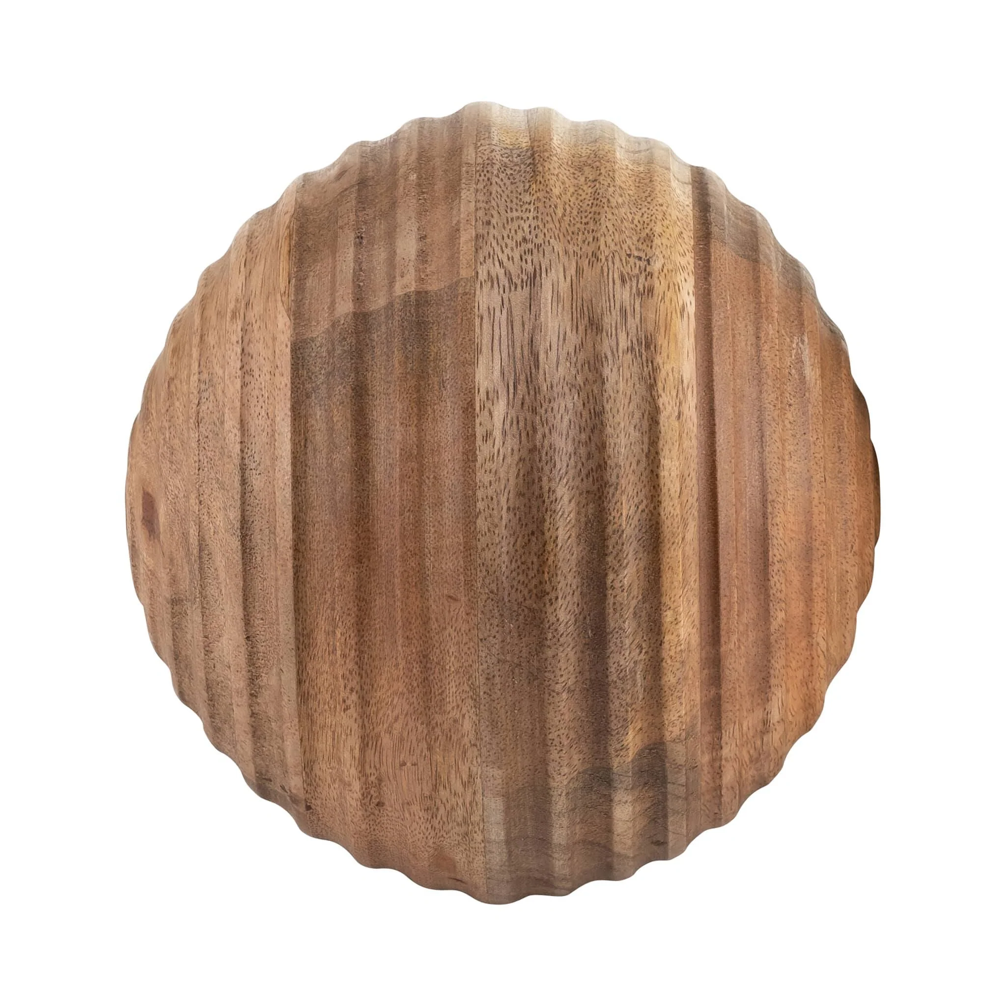 6" Wooden Orb W/ Ridges, Natural - Image 2
