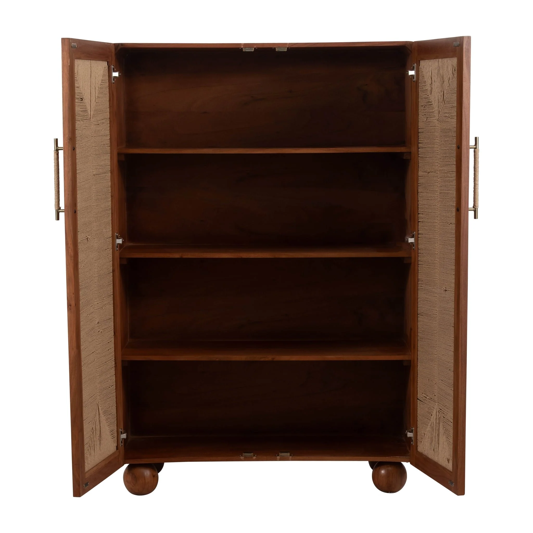 60" Acacia Wood Armoire, Brown - Image 3