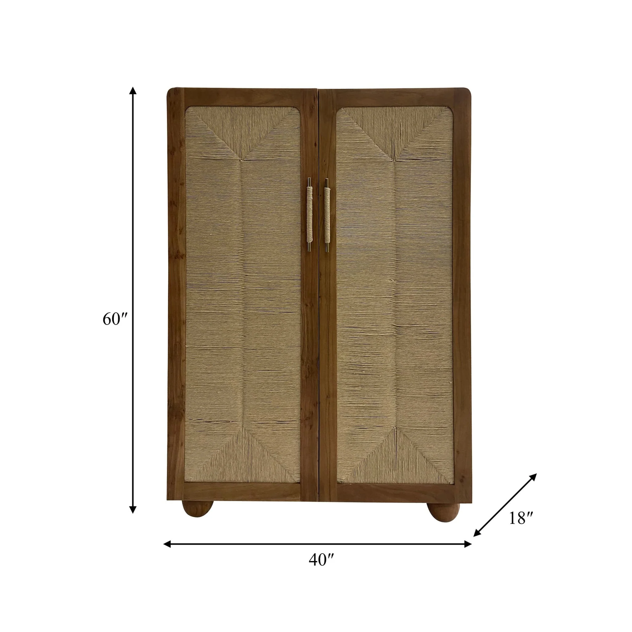 60" Acacia Wood Armoire, Brown - Image 9