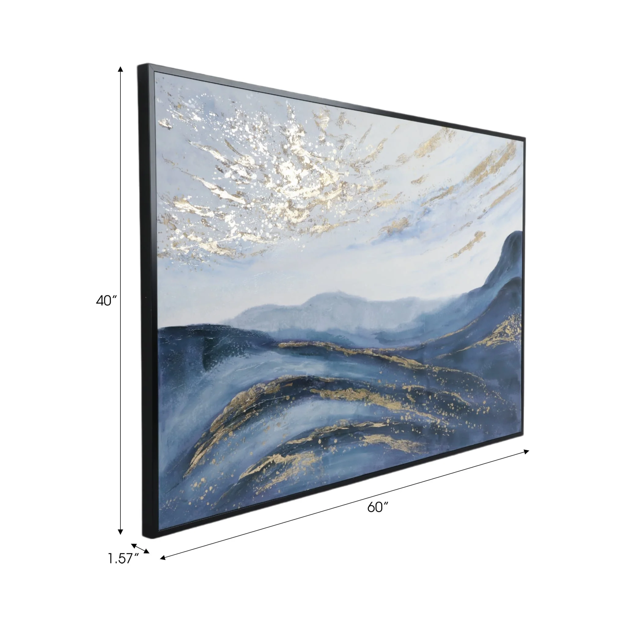 60x40  Hand Painted Canvas, Blue/gold - Image 7