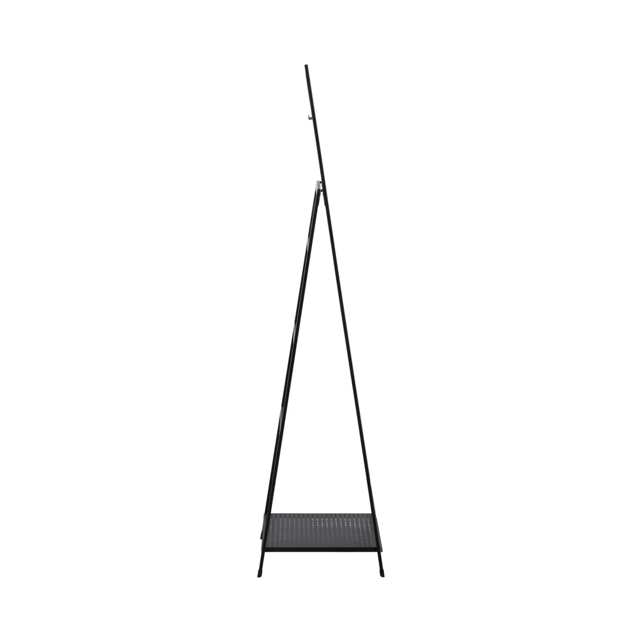 63" Standing Mirror W/ Hooks, Black - Image 3