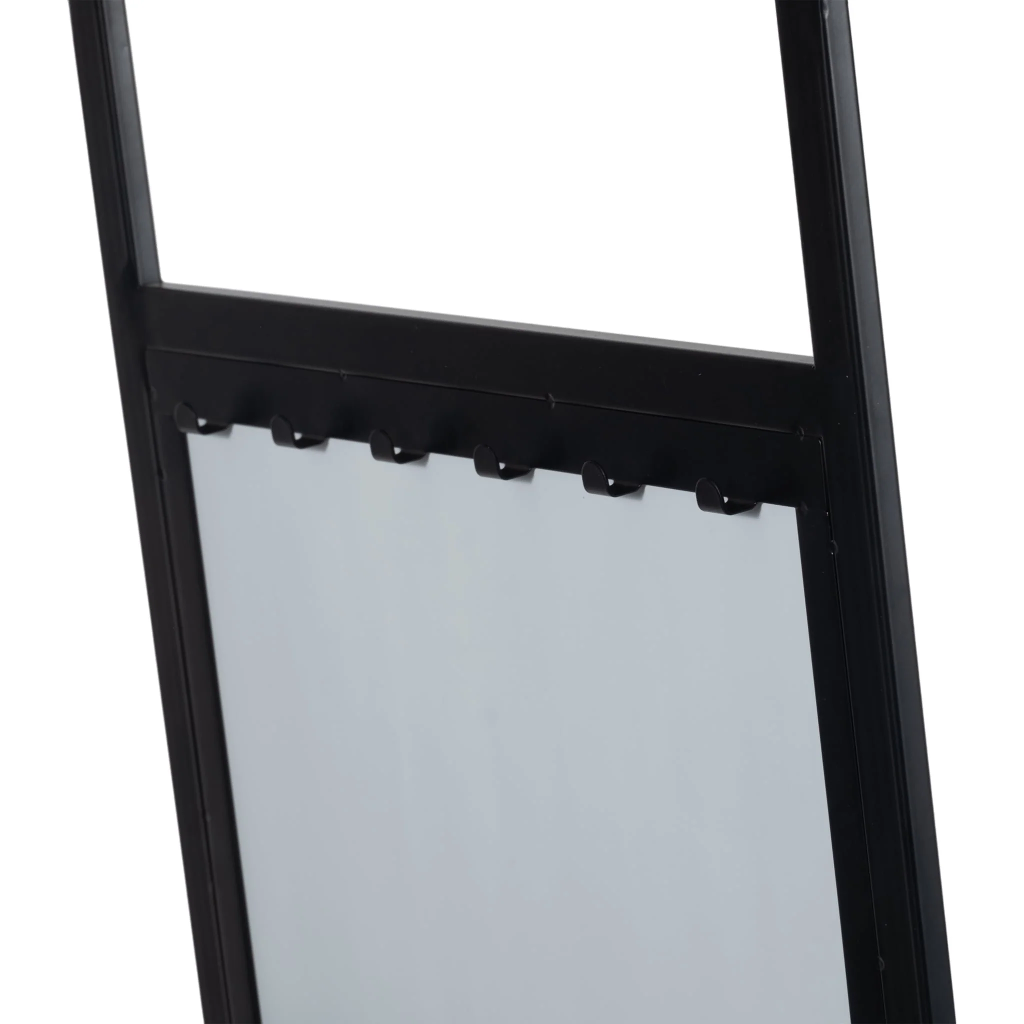 63" Standing Mirror W/ Hooks, Black - Image 7