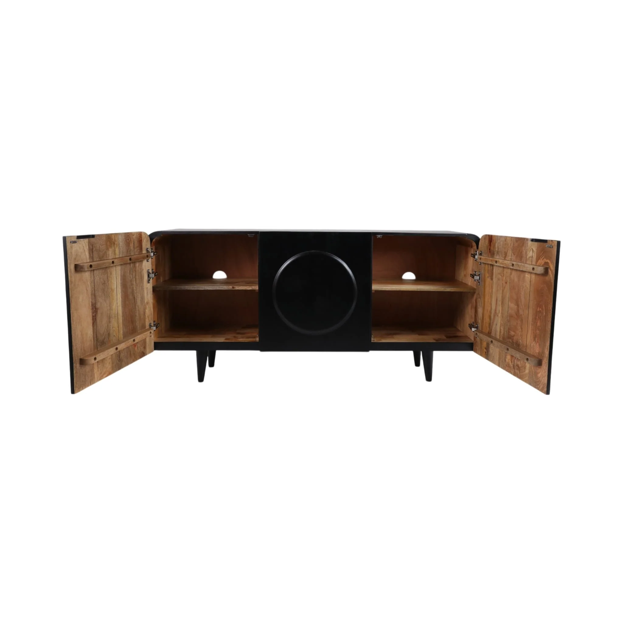 63x30" Large Circles 3-door Cabinet, Black - Image 5