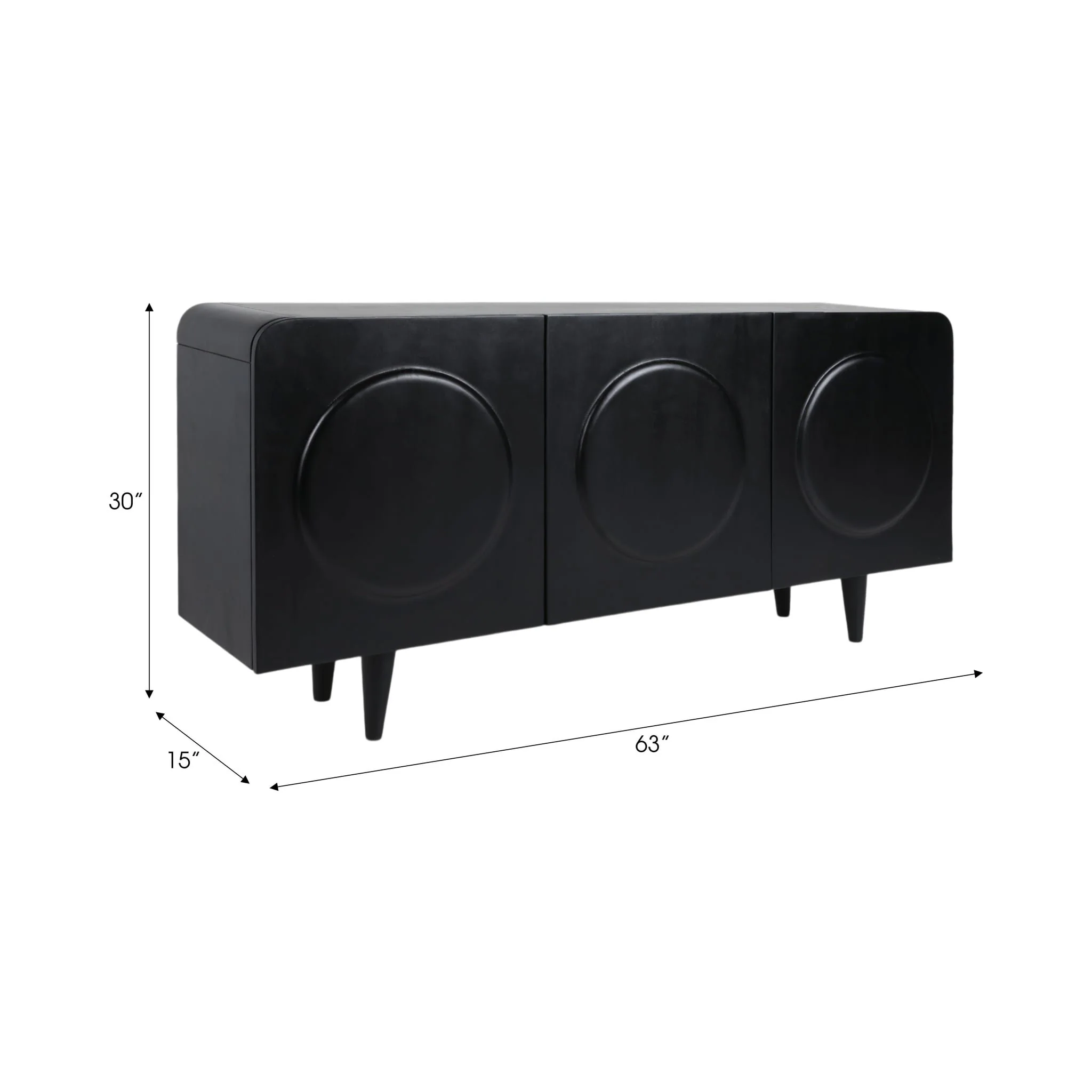 63x30" Large Circles 3-door Cabinet, Black - Image 7