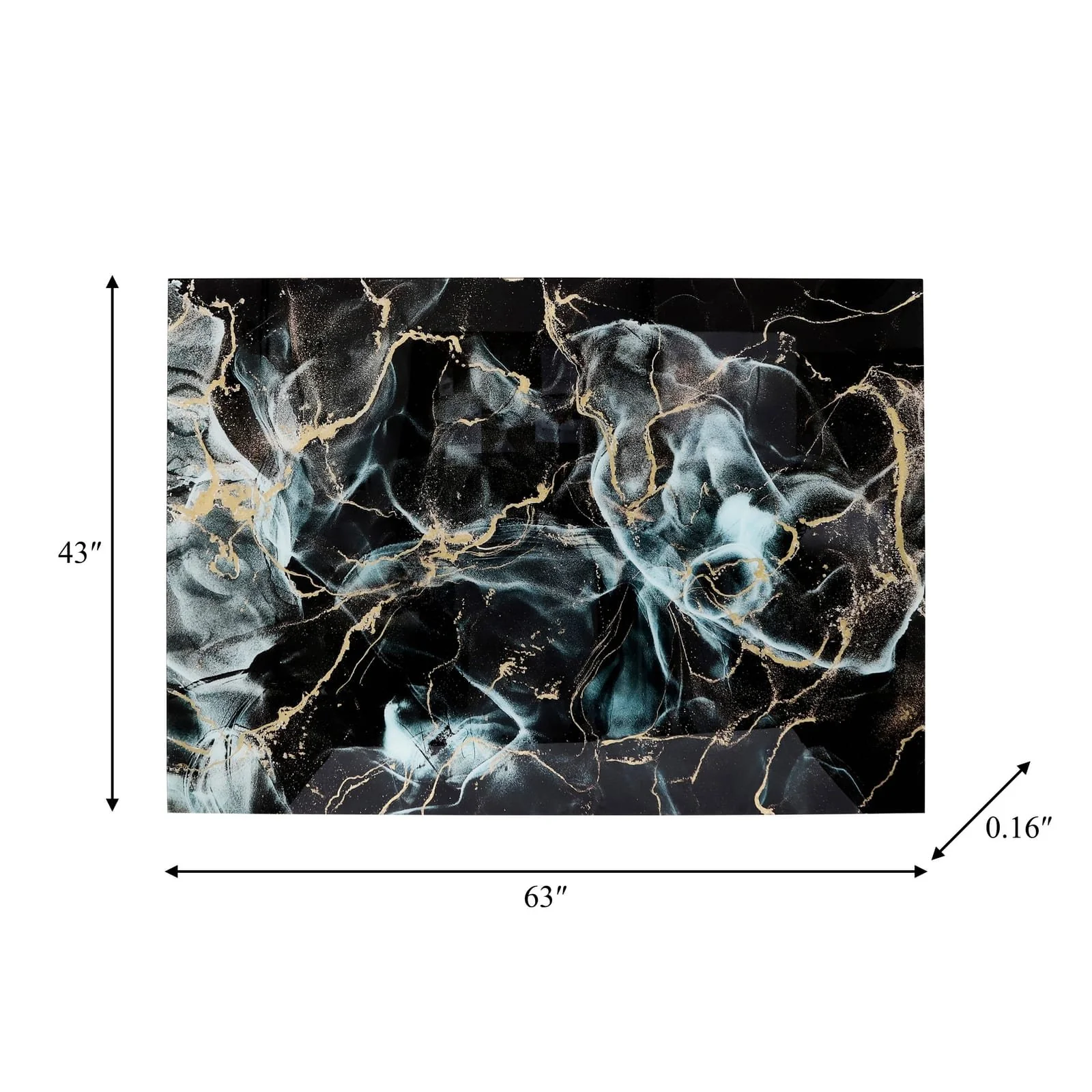63x43 Abstract Metallic Tempered Glass Art, Multi - Image 6