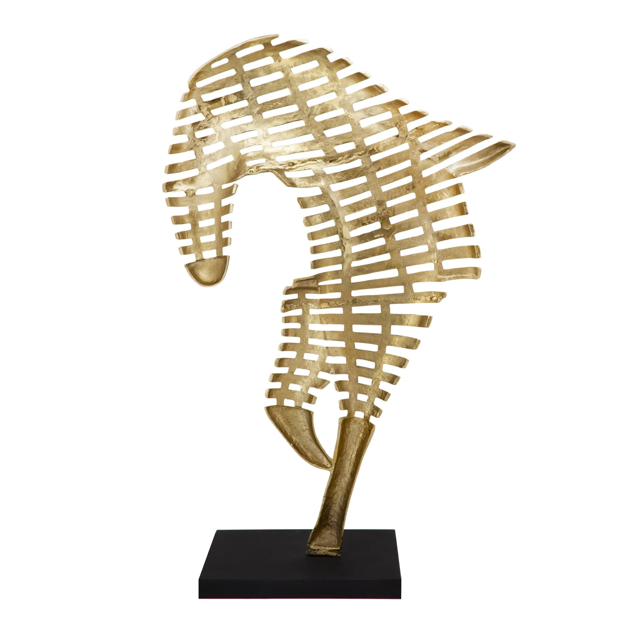 64" Metal Horse Sculpture, Gold - Image 3
