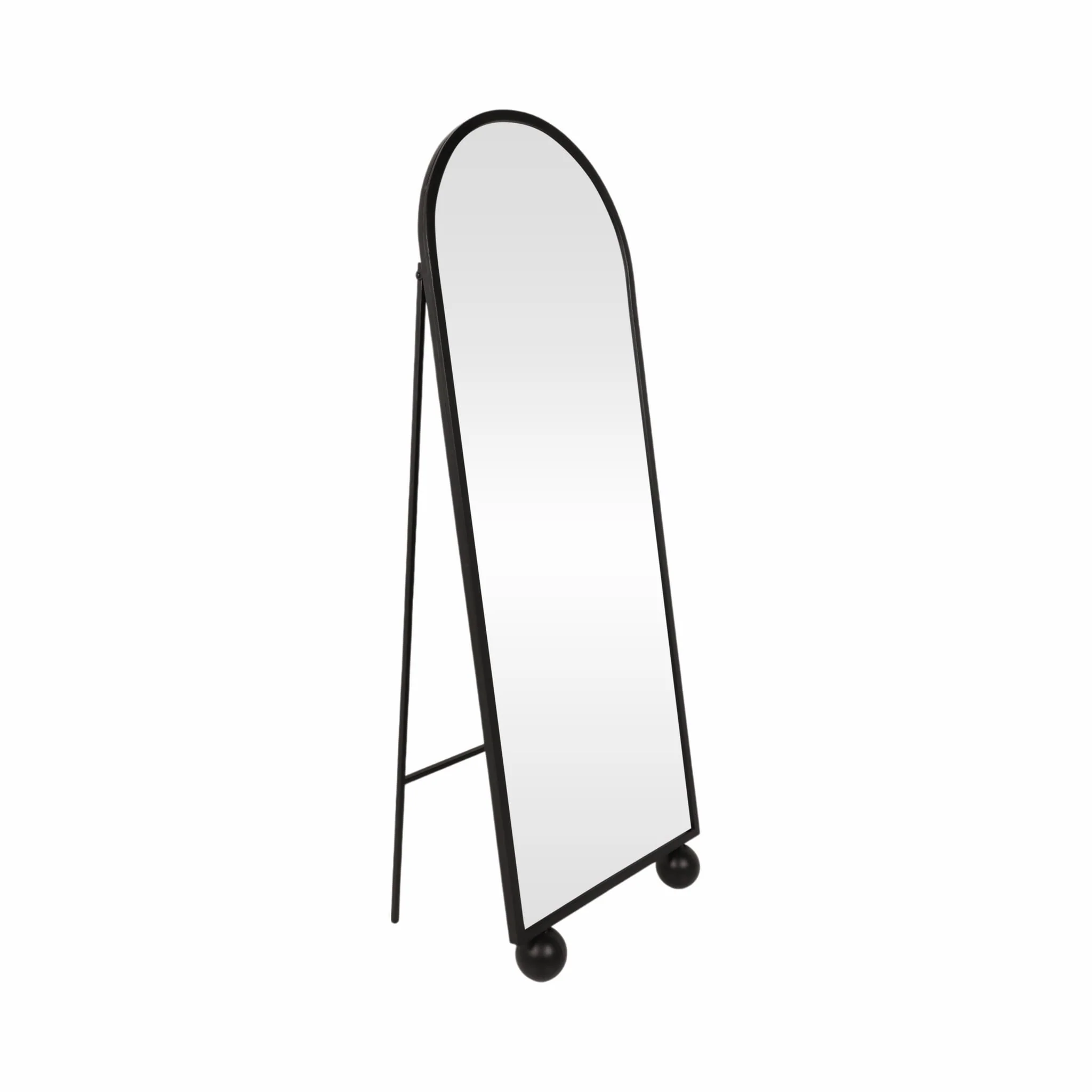66" Mirror On Stand With Ball Feet, Black - Image 2