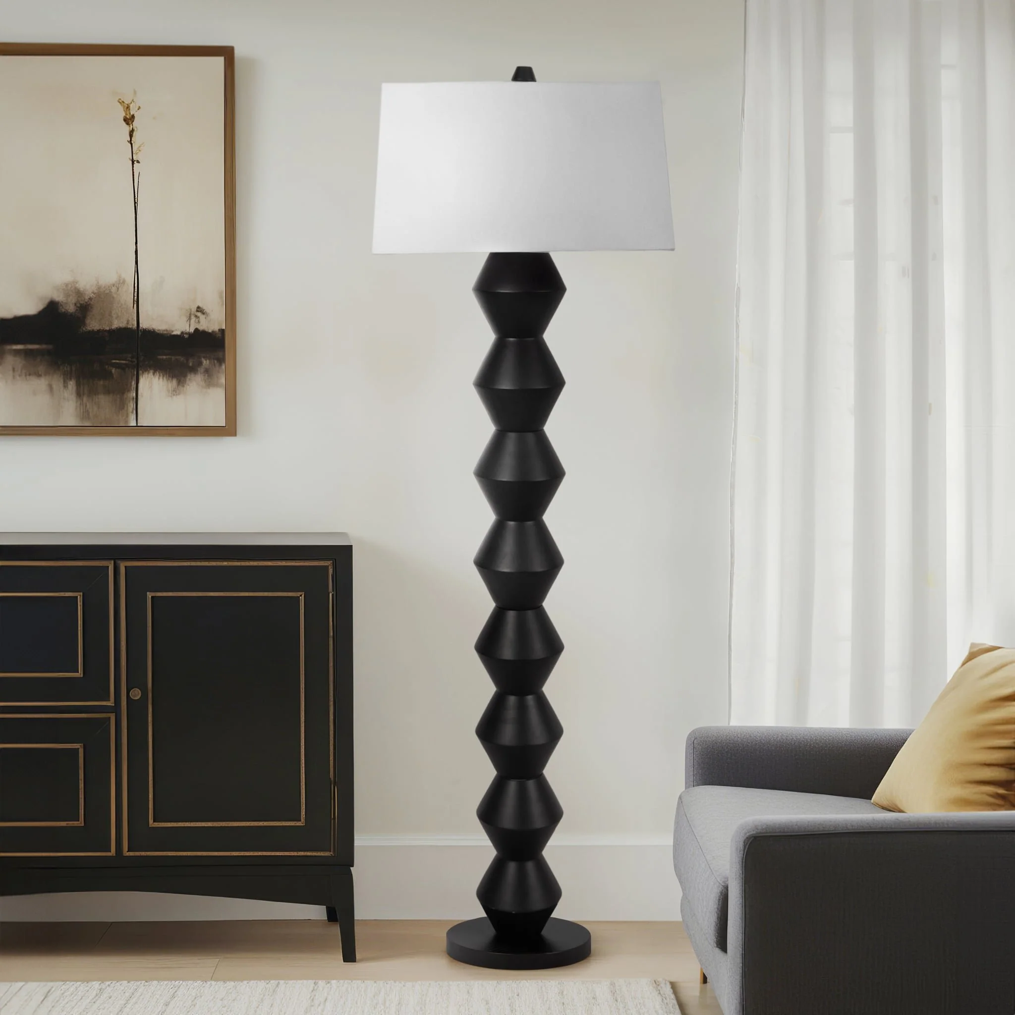 69" Stacked Totem Lamp, Black - Image 10