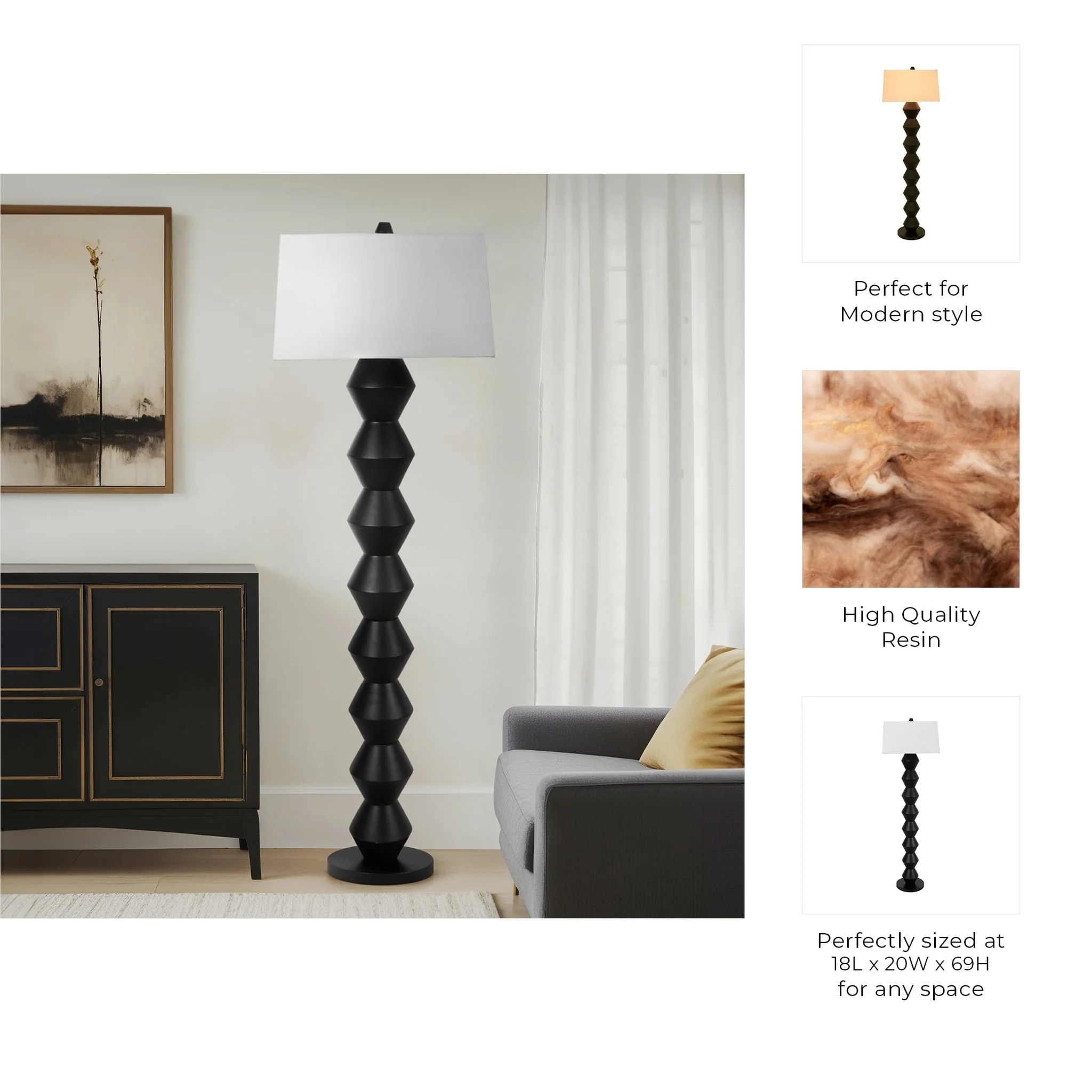 69" Stacked Totem Lamp, Black - Image 9