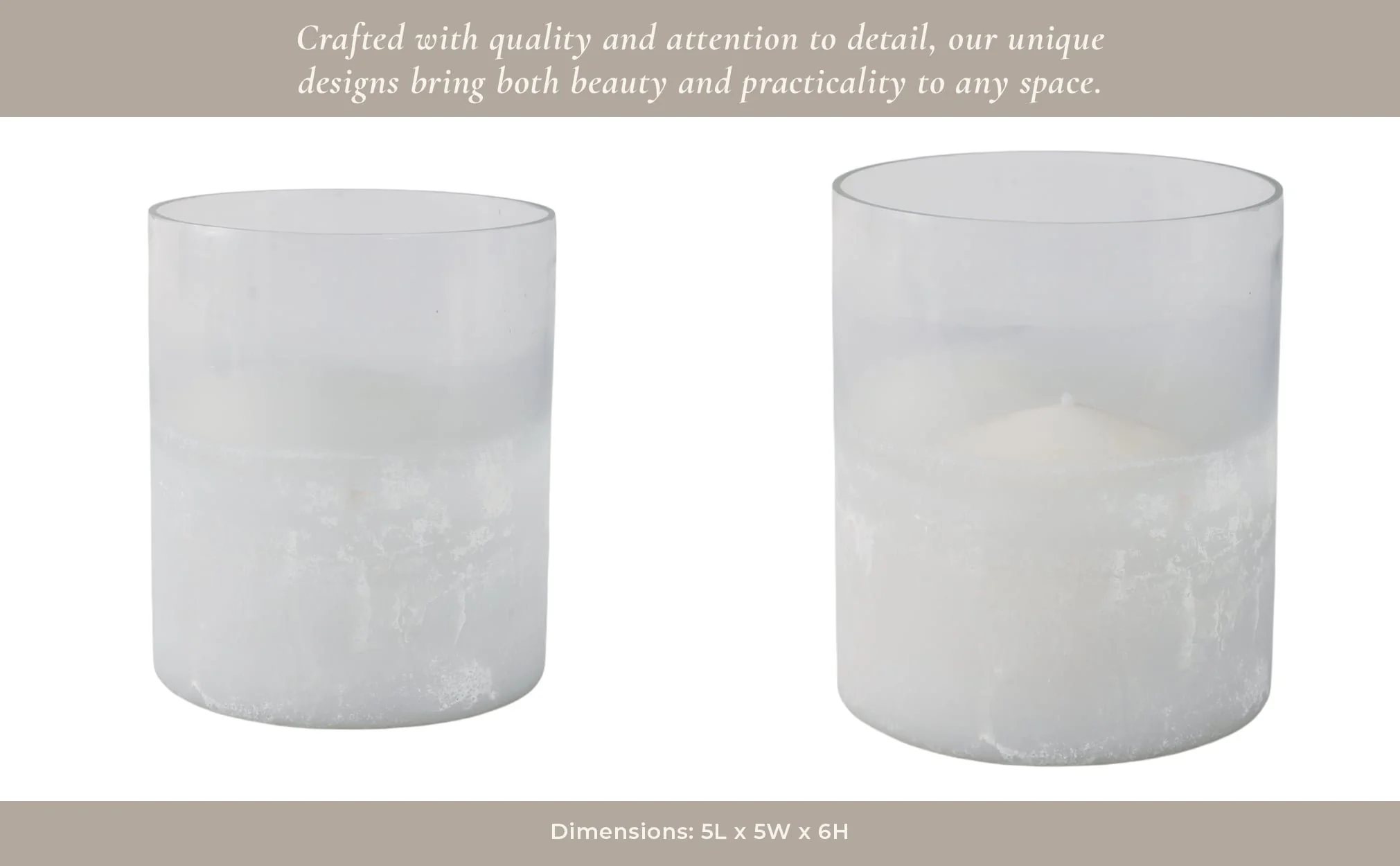 6x5" Frosted Bottom Hurricane, Clear - Image 11