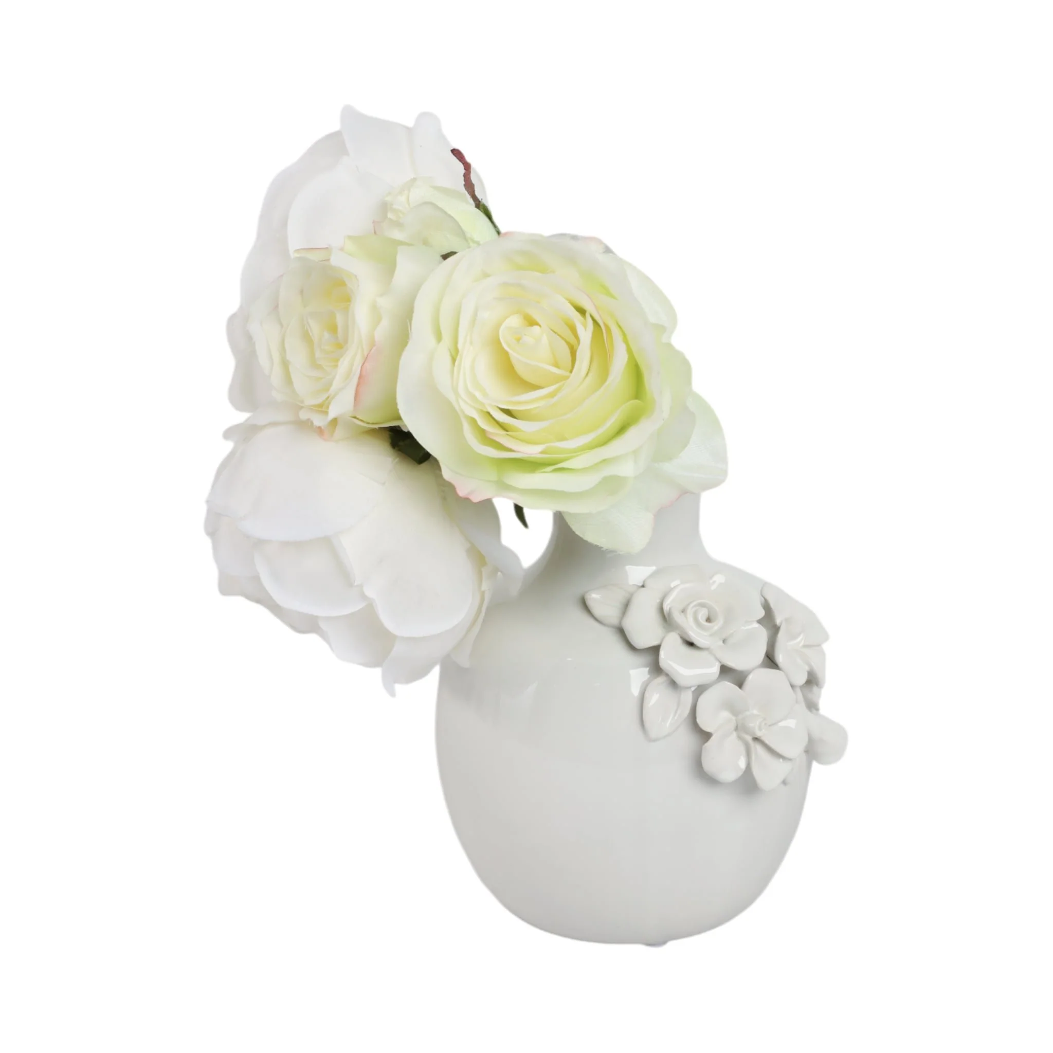 6x5" Rose Applique Bud Vase, Cream - Image 2