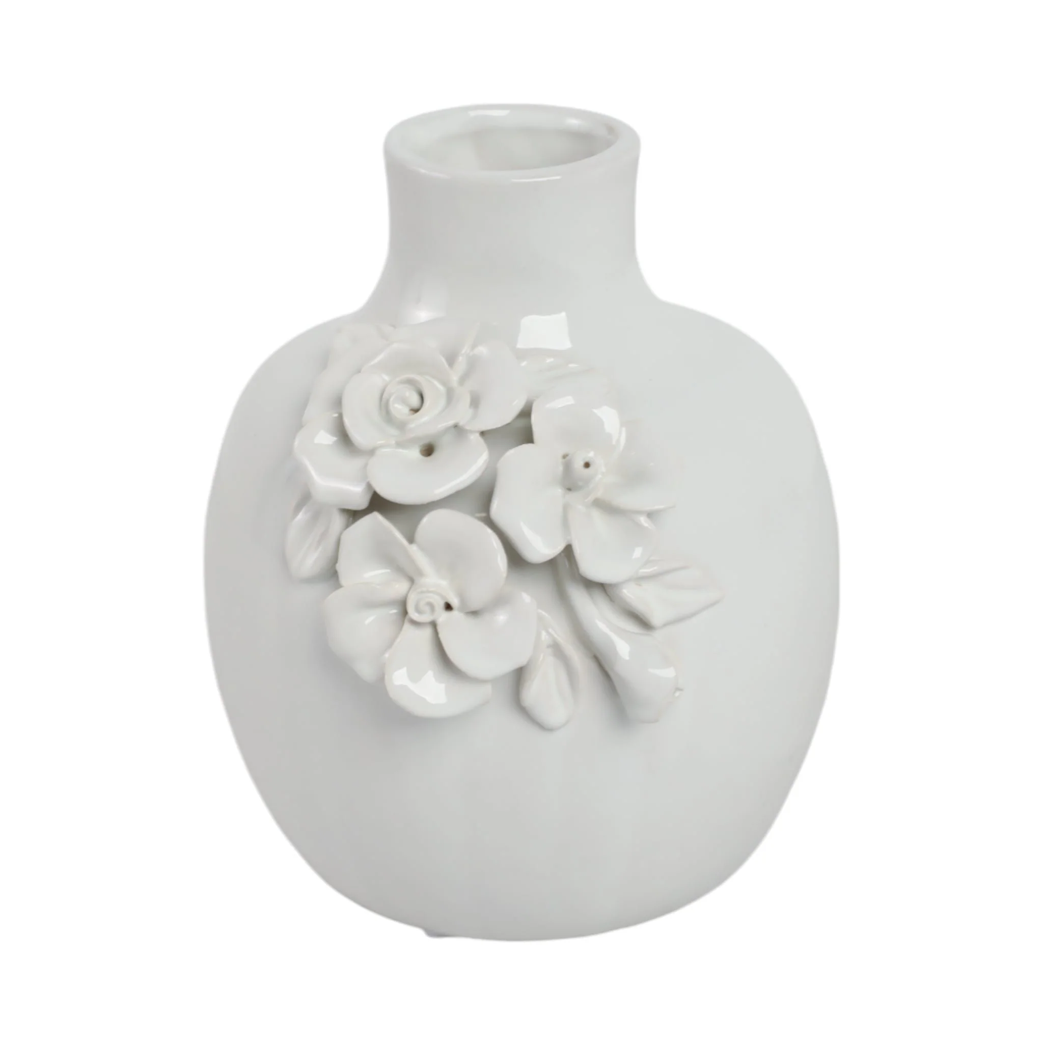 6x5" Rose Applique Bud Vase, Cream - Image 3