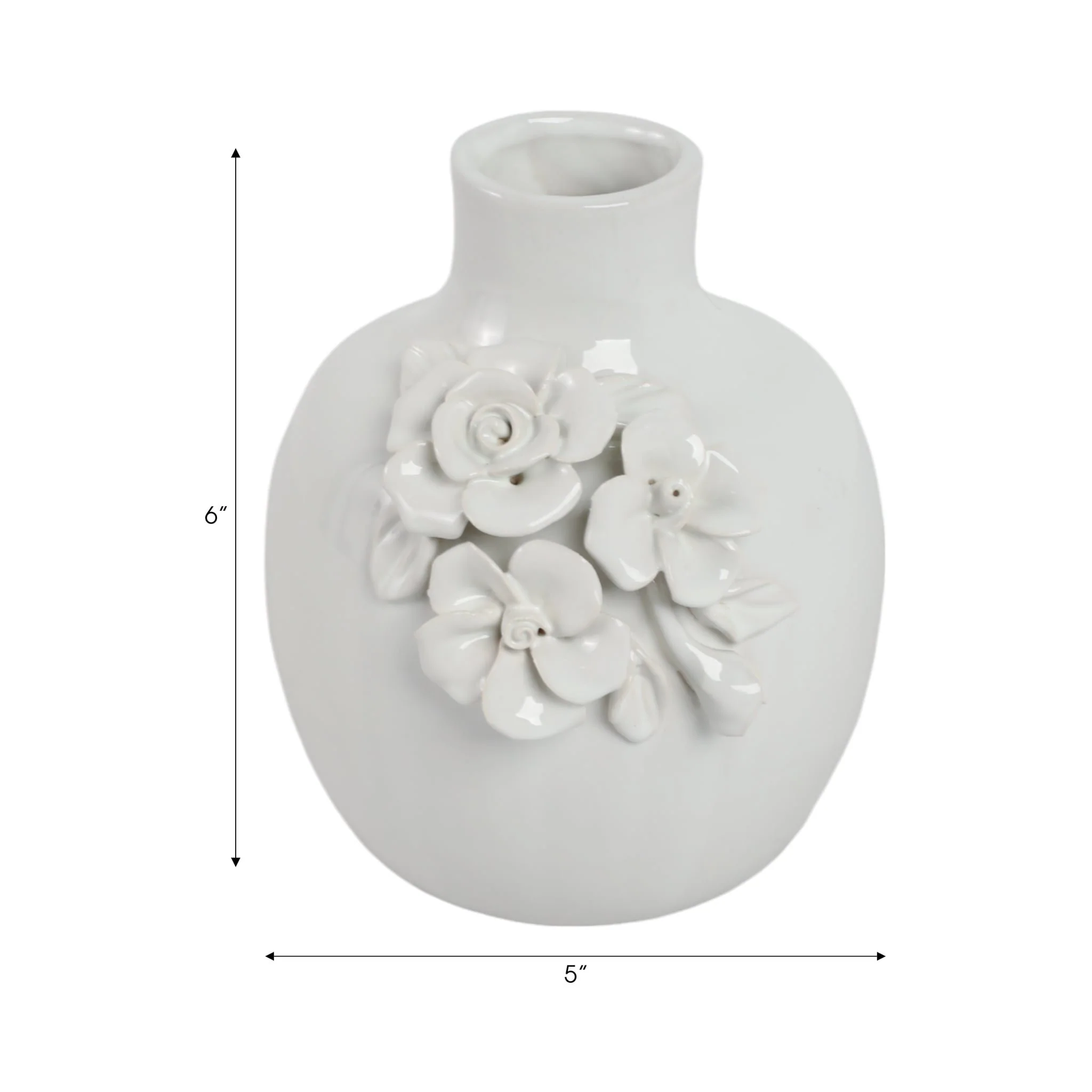 6x5" Rose Applique Bud Vase, Cream - Image 8