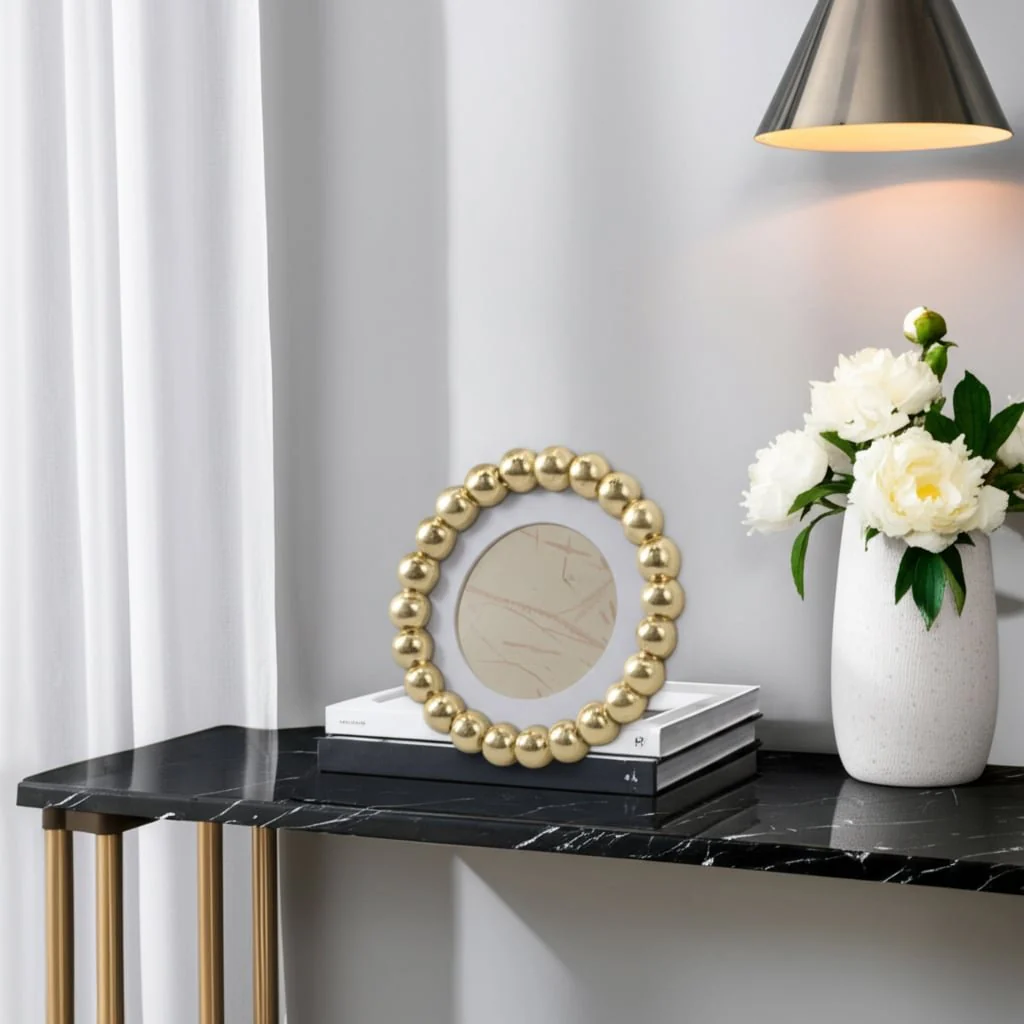 6x6 Matted To 4x4 Beaded Photo Frame, Gold - Image 10