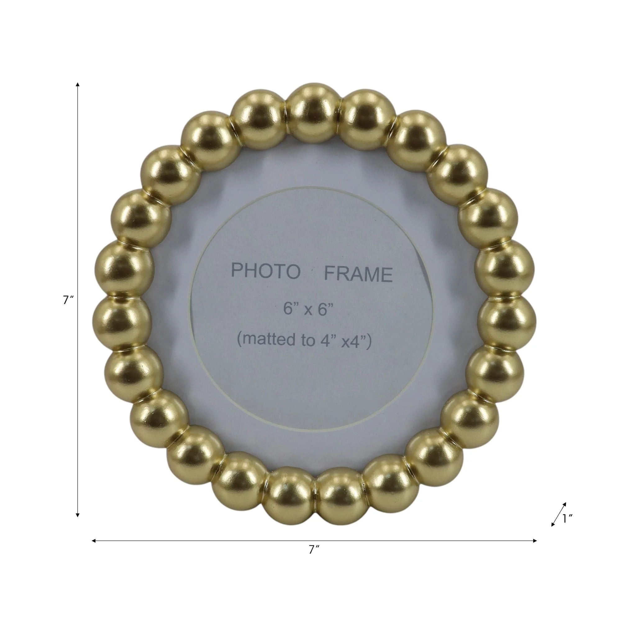 6x6 Matted To 4x4 Beaded Photo Frame, Gold - Image 7
