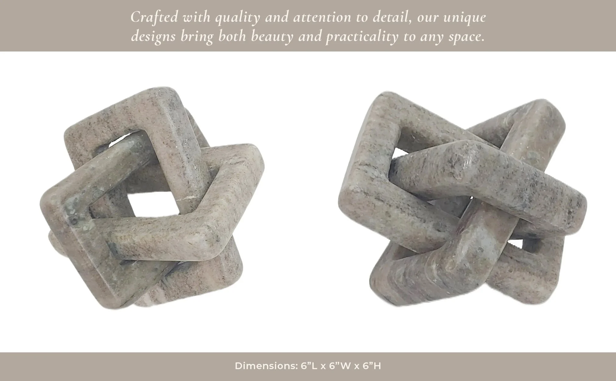 6x6" Morchana Marble Geo Knot, Beige - Image 11