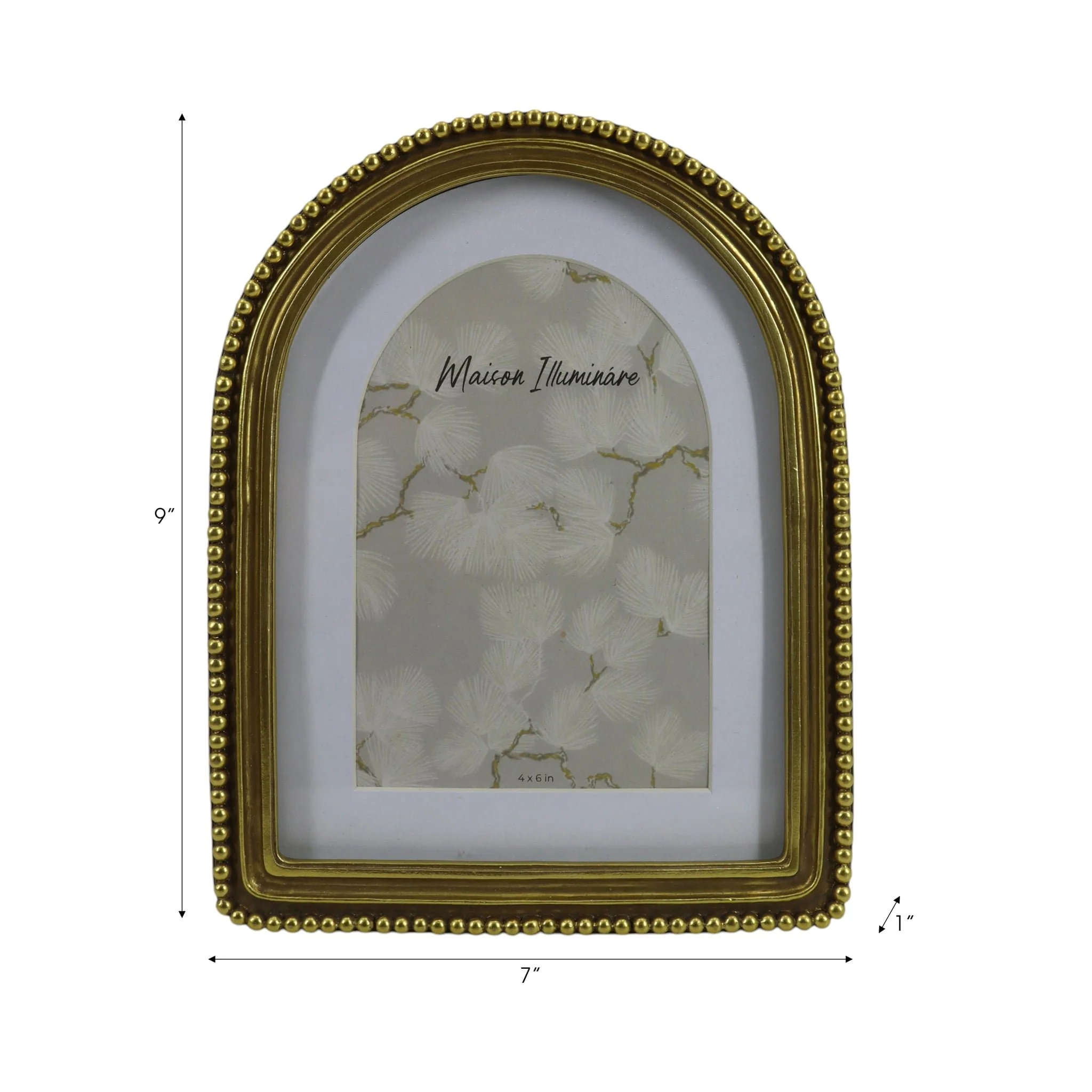 6x8 Photo Frame Matted To 4x6 Beaded Arch, Gold - Image 7