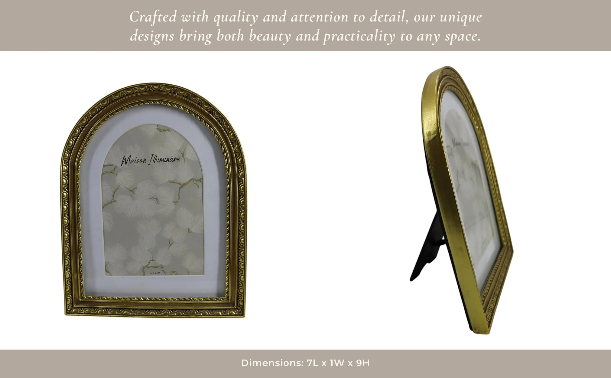 6x8 Photo Frame Matted To 4x6 Gilded Arch, Gold - Image 10