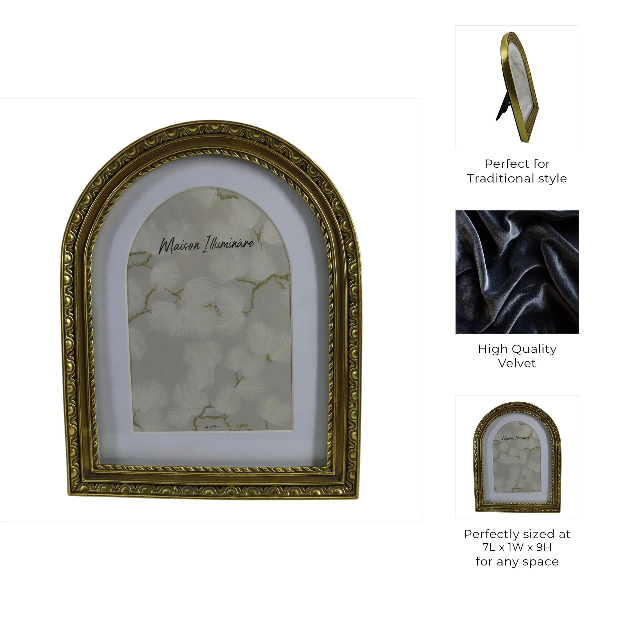 6x8 Photo Frame Matted To 4x6 Gilded Arch, Gold - Image 8