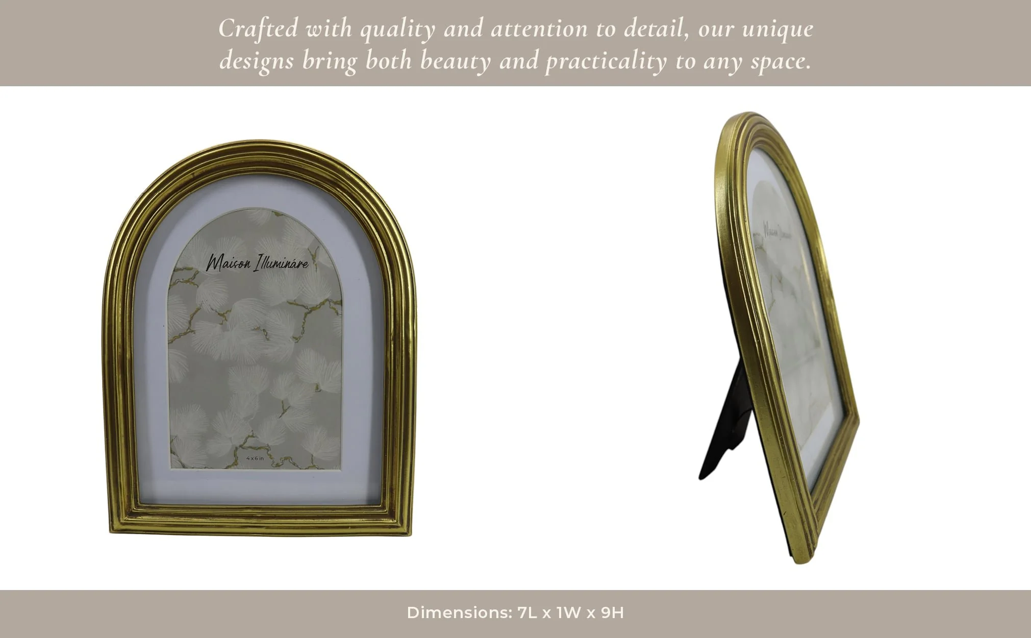 6x8 Photo Frame Matted To 4x6 Layered Arch, Gold - Image 12