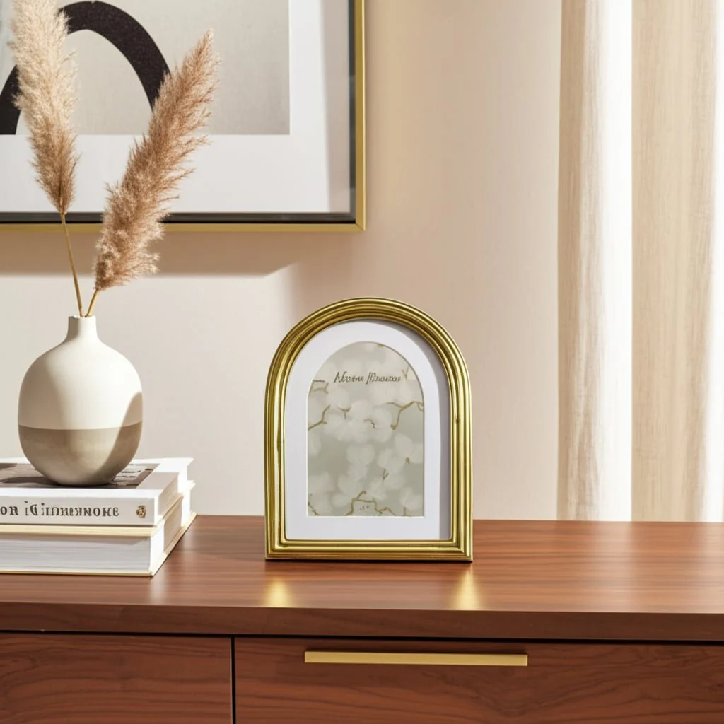 6x8 Photo Frame Matted To 4x6 Layered Arch, Gold - Image 9