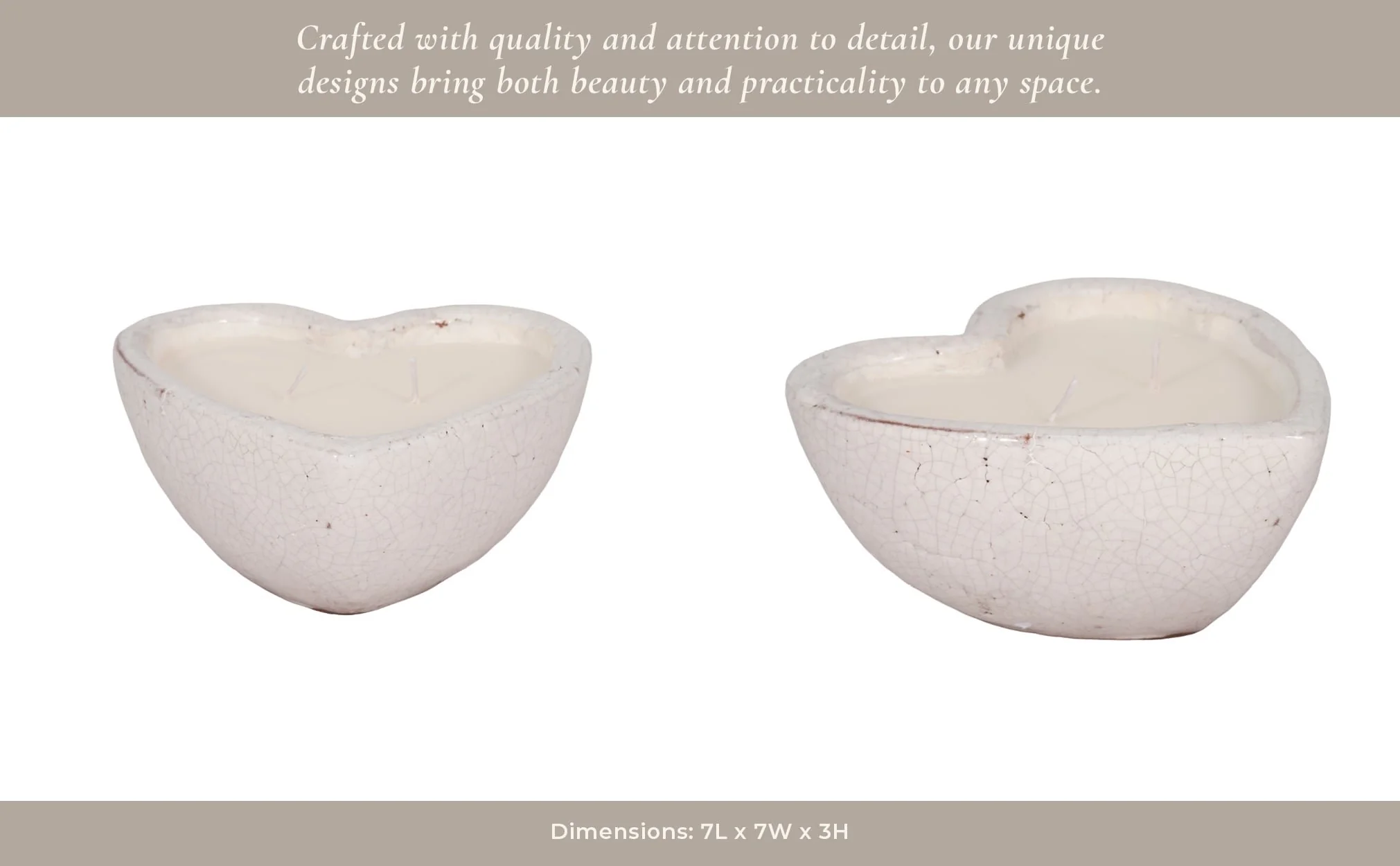 7" 11 Oz Sandalwood Heart Candle, White - Image 14