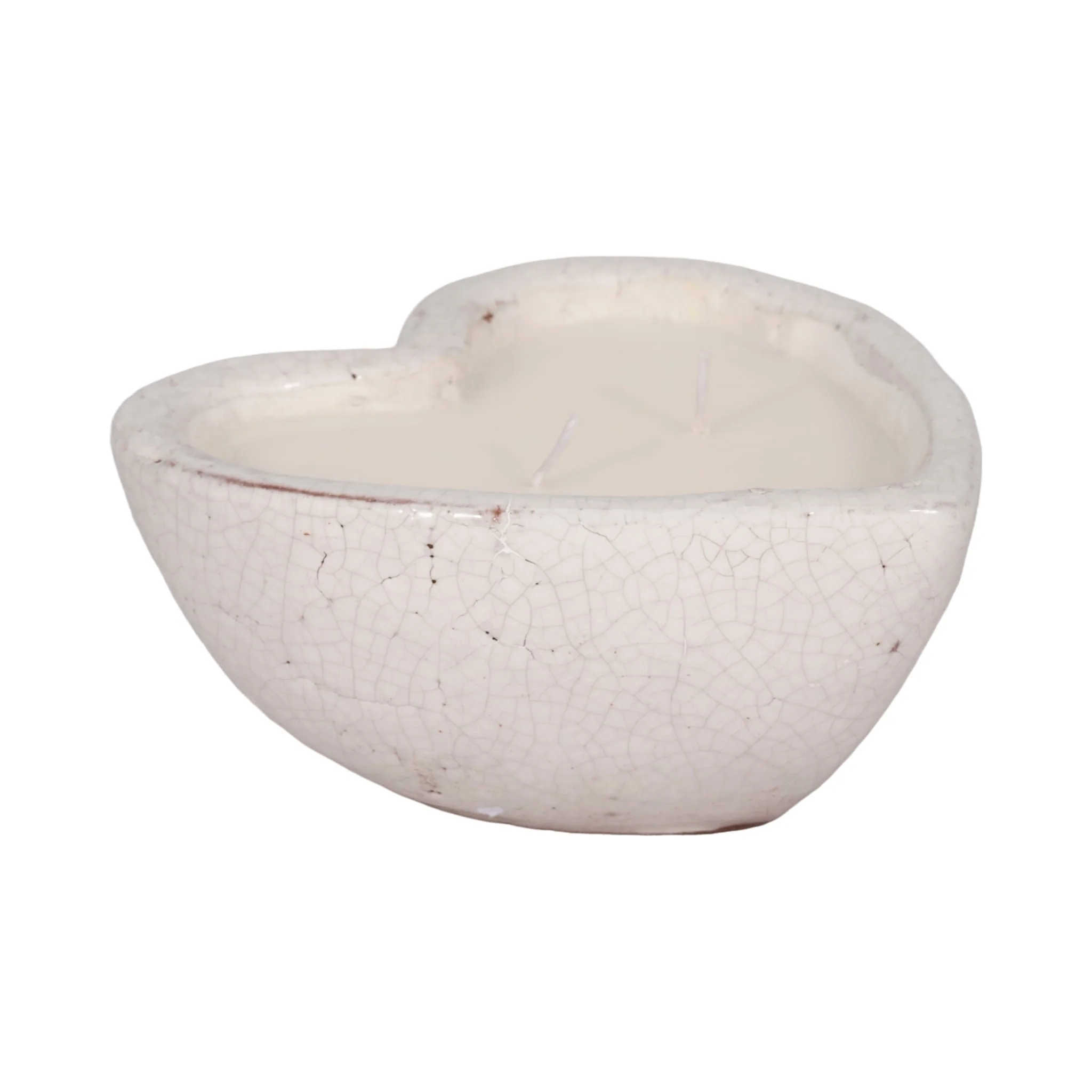 7" 11 Oz Sandalwood Heart Candle, White - Image 2