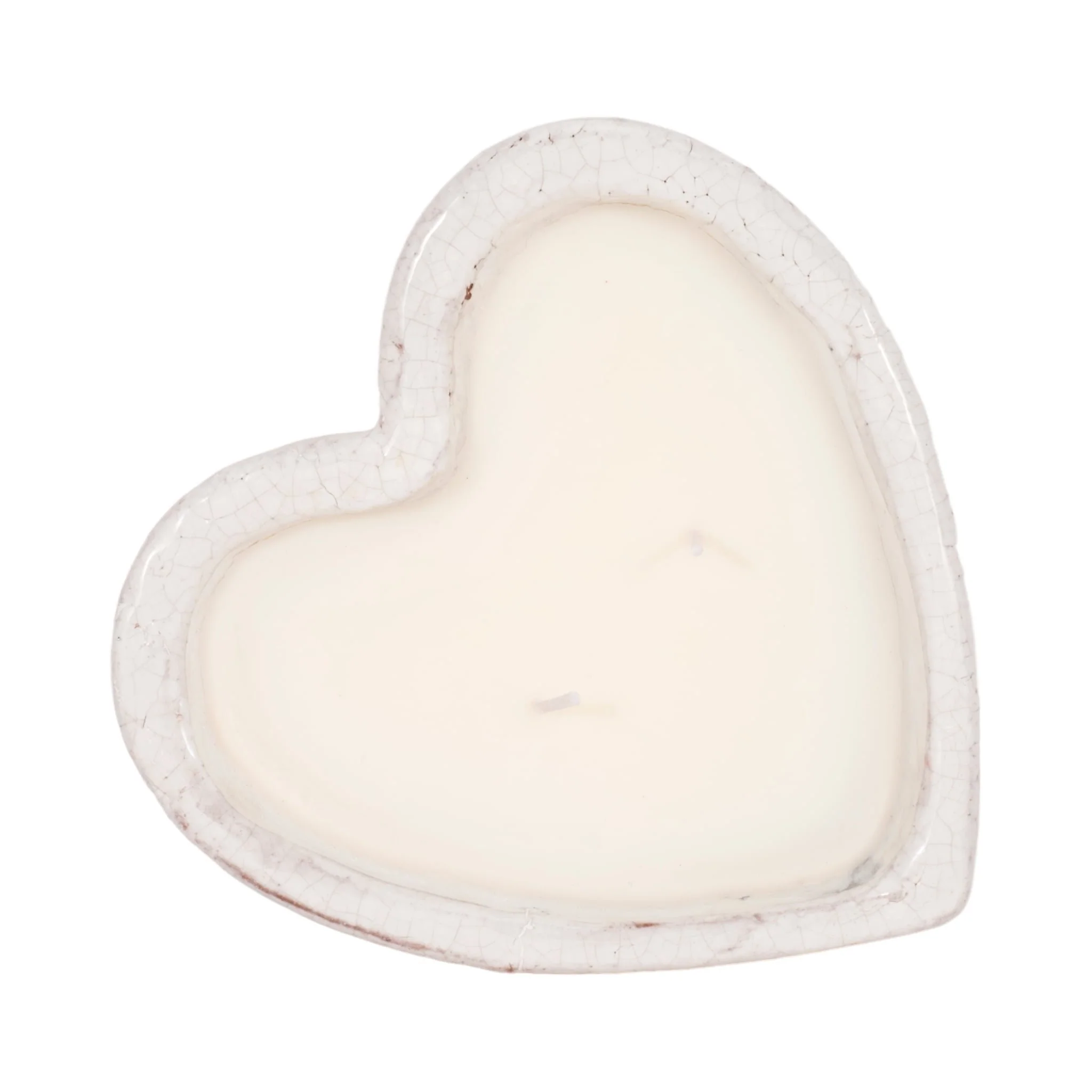7" 11 Oz Sandalwood Heart Candle, White - Image 7