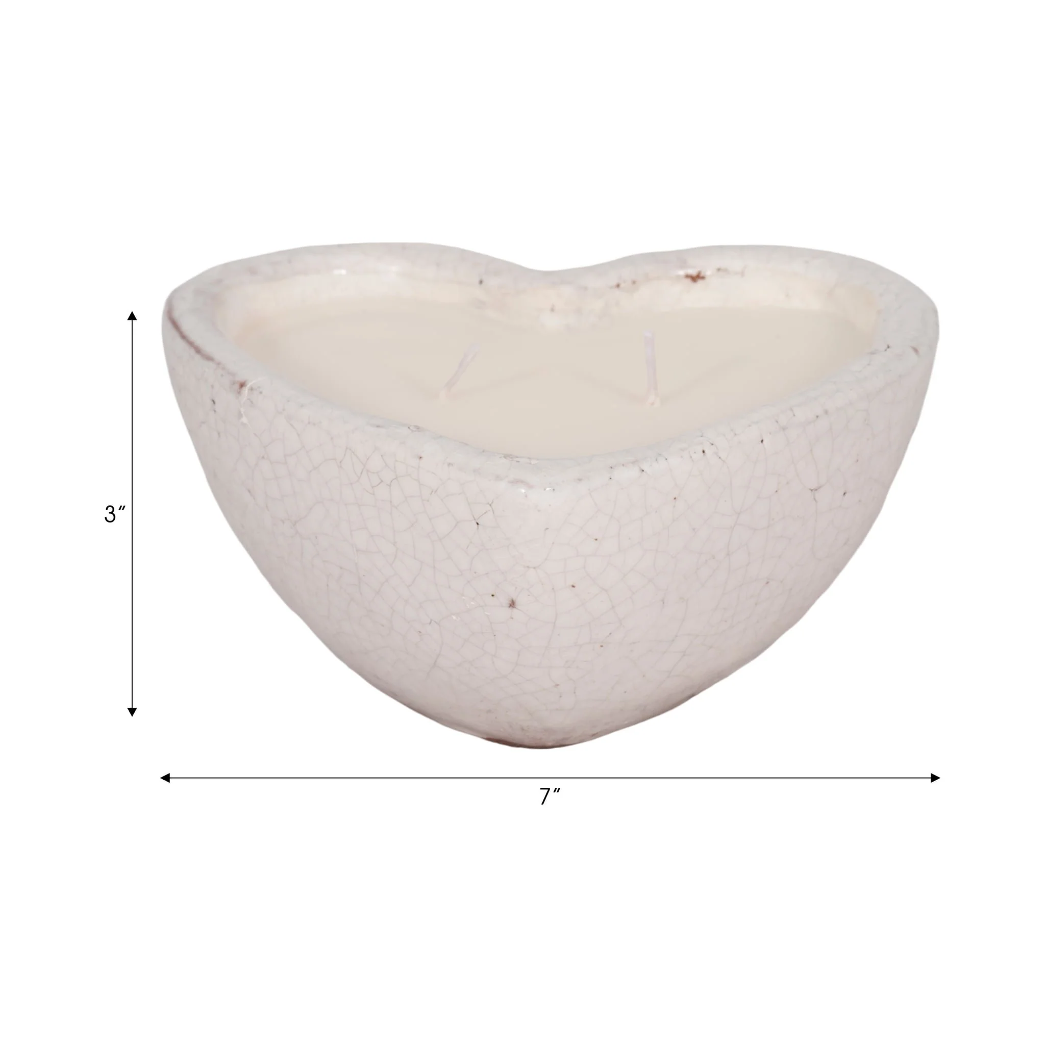 7" 11 Oz Sandalwood Heart Candle, White - Image 9