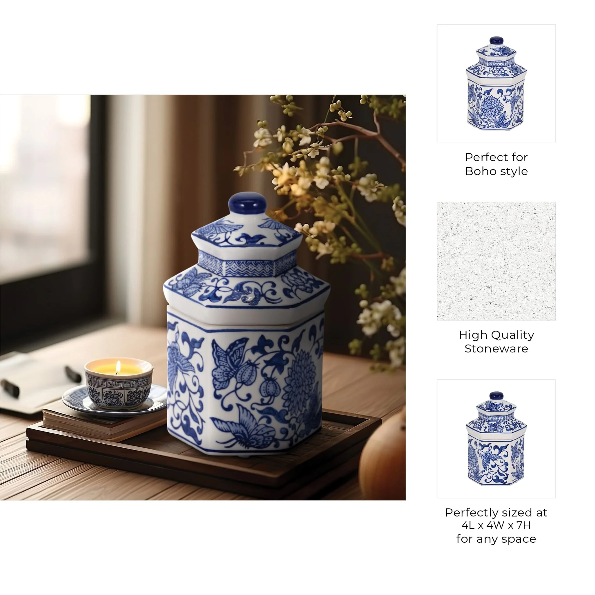 7" 6oz Sandalwood Myrrh Chinoiserie Cndle,blu/wht - Image 9