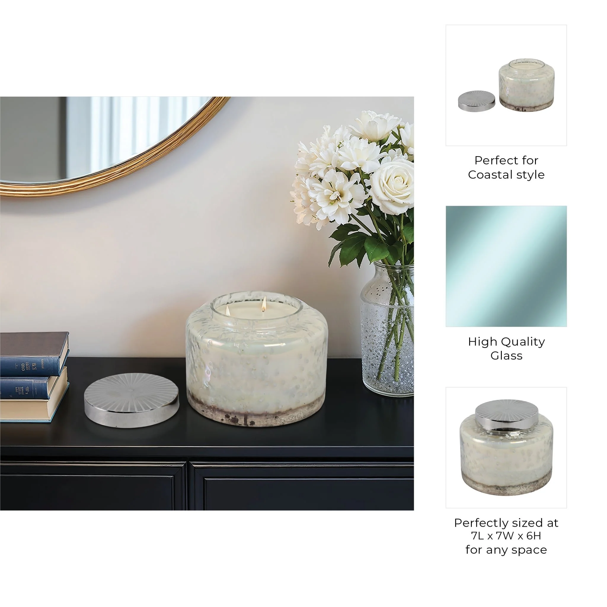 7" 71 Oz Lavender Speckle Lidded Candle, Lt Blue/s - Image 9