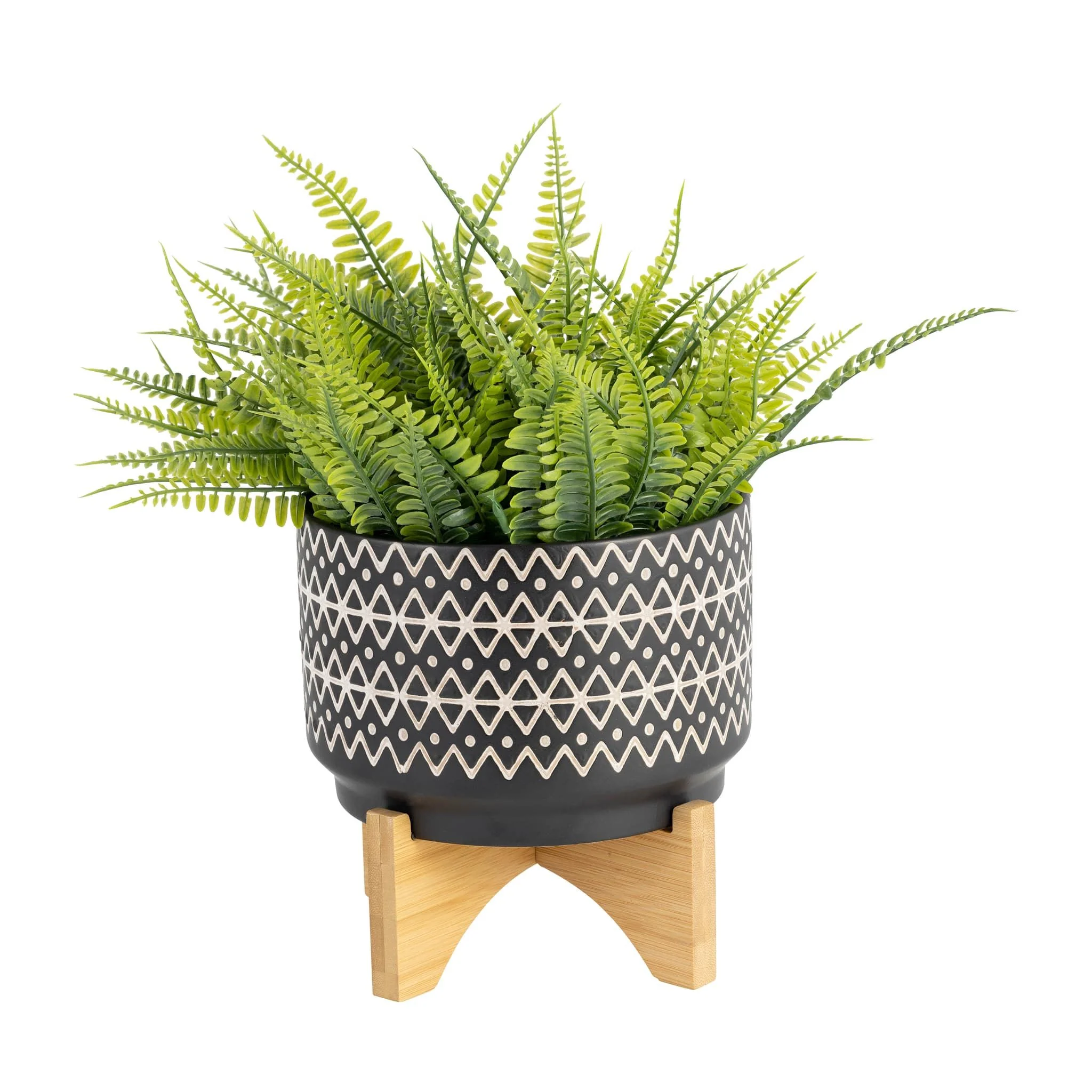 7" Abstract  Planter On Stand, Black - Image 4