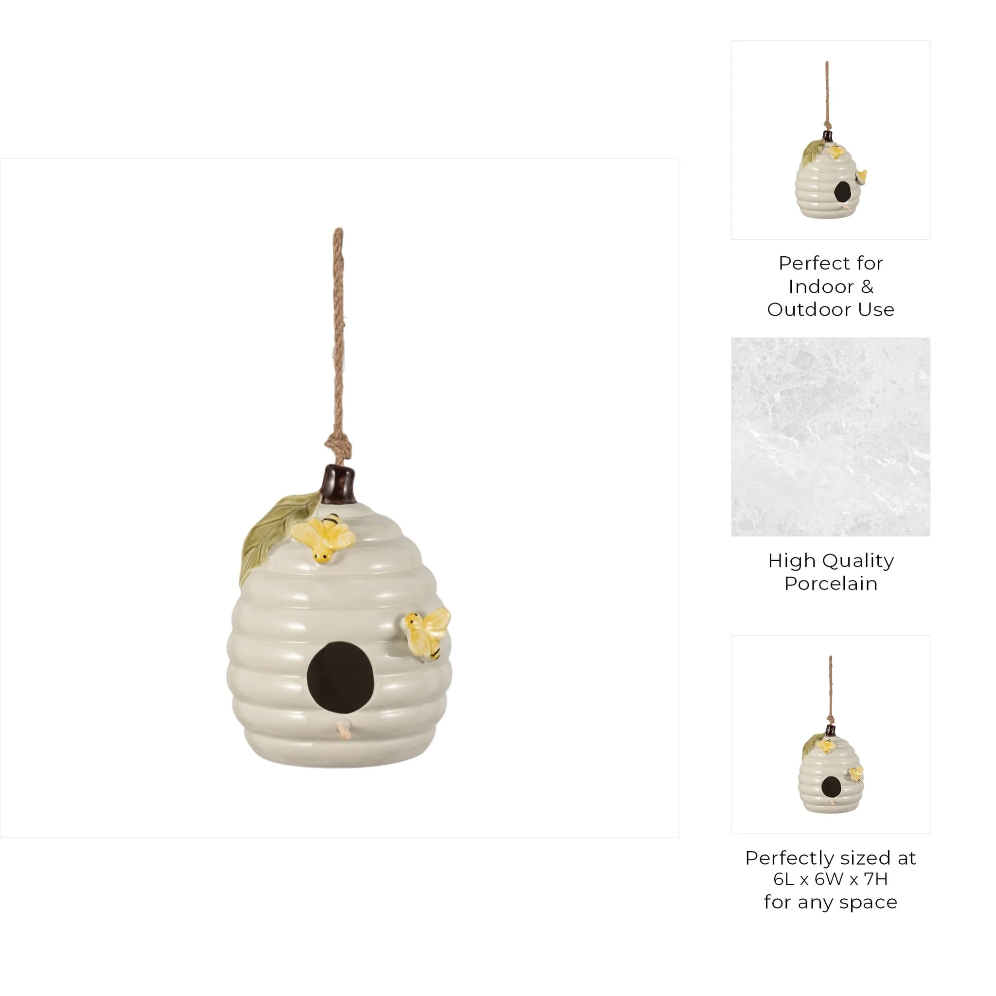 7" Beehive Bird Feeder, Ivory - Image 8